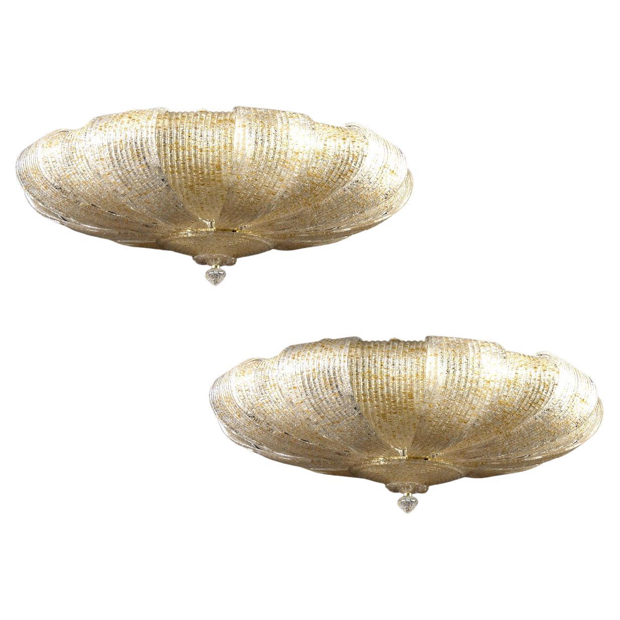 Italienisches Muranoglas Gold Leaves Modern Flush Mount oder Deckenleuchte
