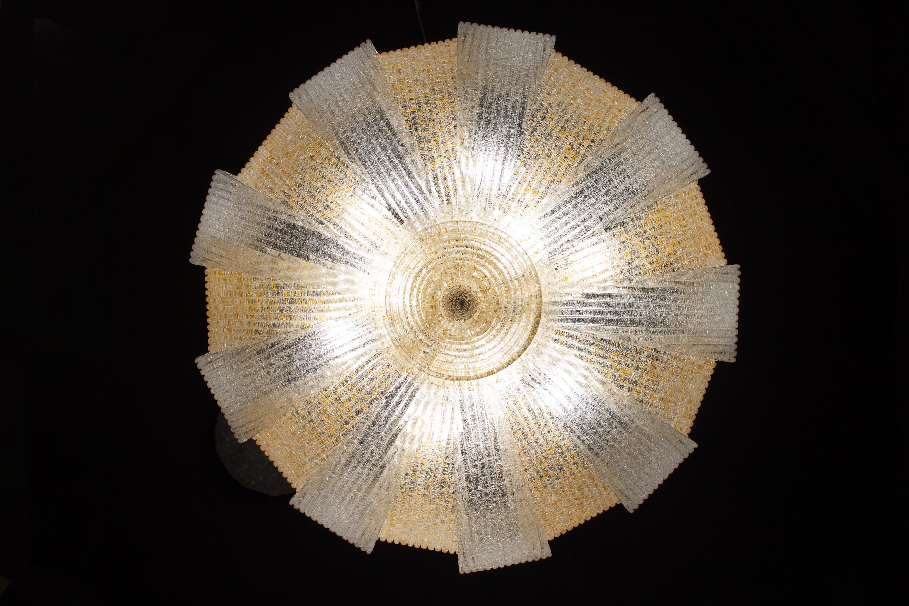 Italian Murano Glass Gold Leaves Modern Flushmount or Ceiling Light For Sale 11
