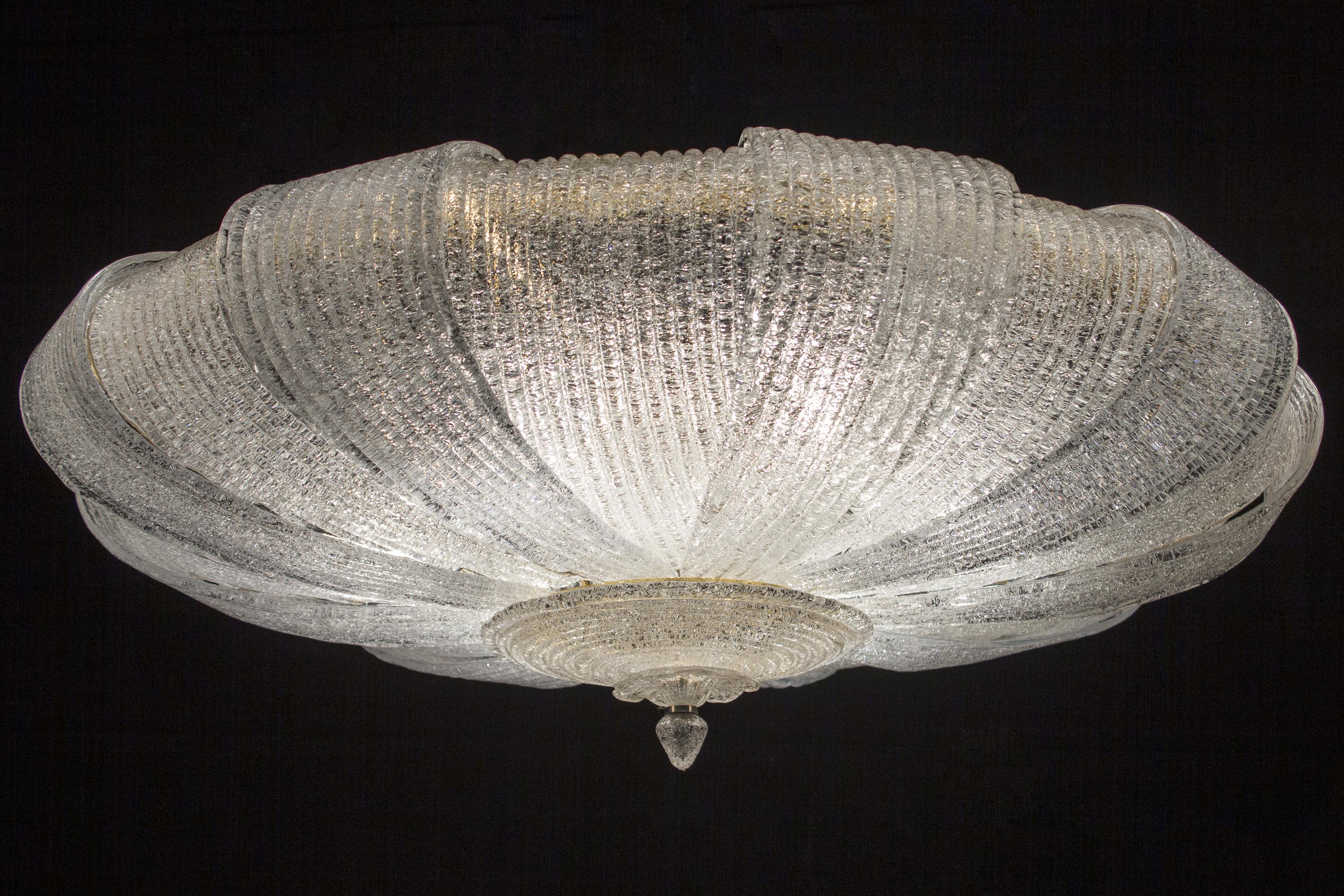 Italian Murano Glass Gold Leaves Modern Flushmount or Ceiling Light 15