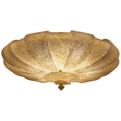 Italian Murano Glass Gold Leaves Modern Flushmount or Ceiling Light