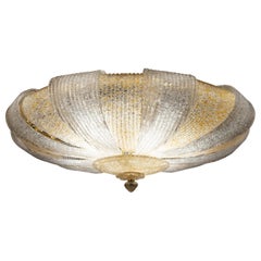 Italian Murano Glass Gold Leaves Modern Flushmount or Ceiling Light