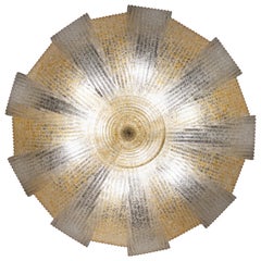 Italian Murano Glass Gold Leaves Modern Flushmount or Ceiling Light