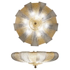 Italian Murano Glass Gold Leaves Modern Flushmount or Ceiling Light
