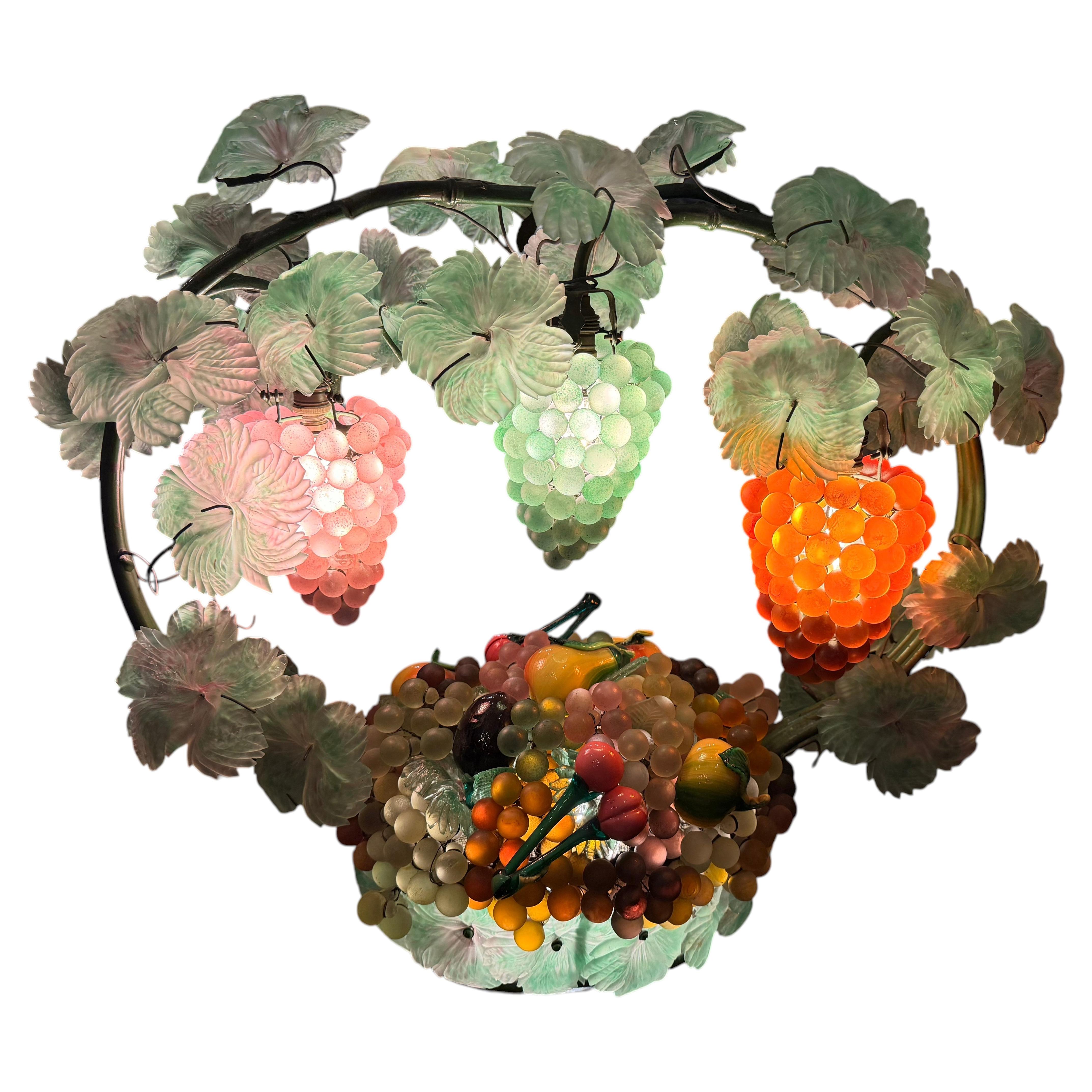 Tischlampe aus italienischem Murano-Glas in Form eines Weinkorbs, Italien, 1970er Jahre