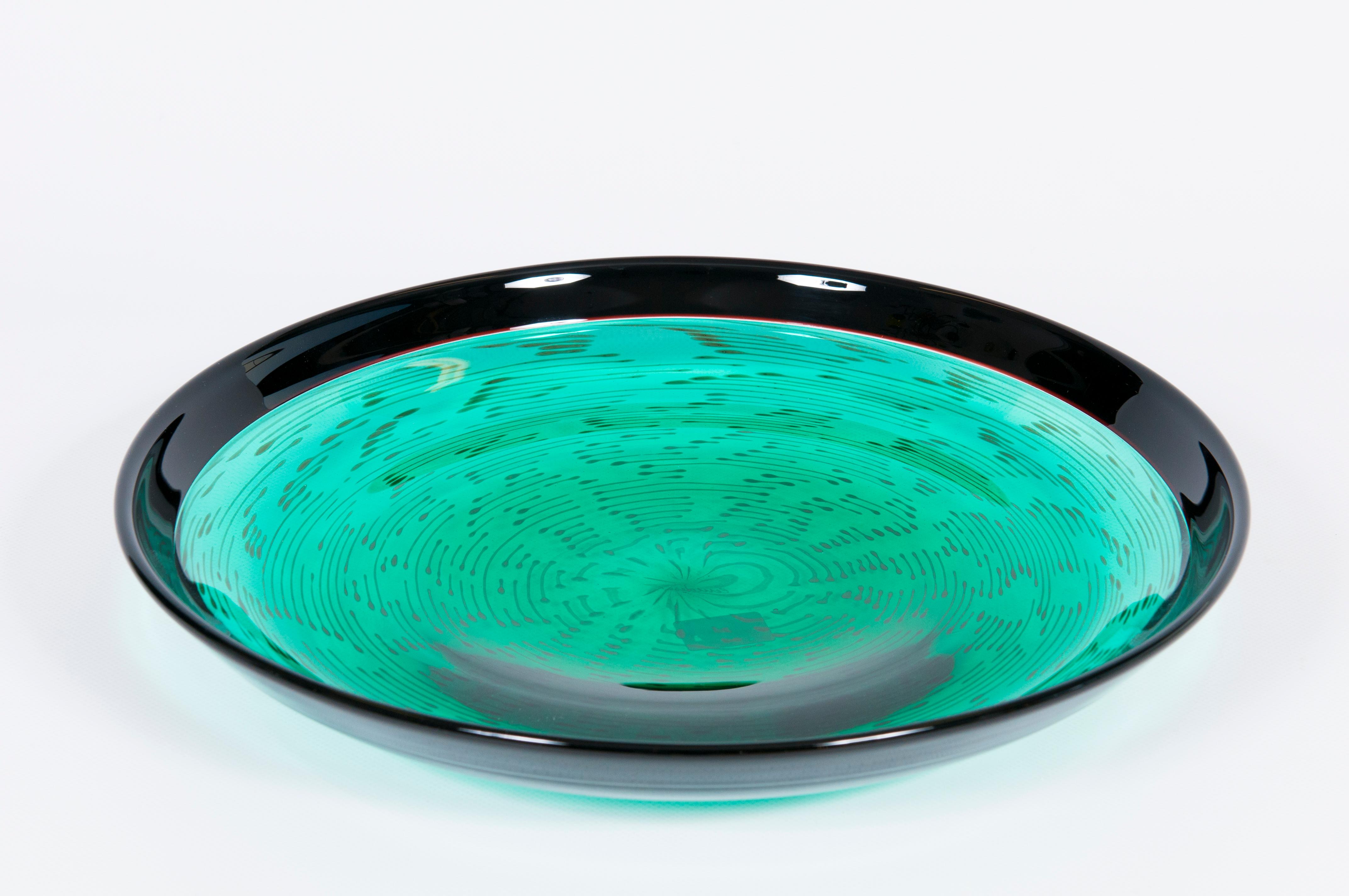 Italienisches Murano-Glas, grüner Tafelaufsatz, von Cenedese, 1970er Jahre im Zustand „Hervorragend“ im Angebot in Villaverla, IT