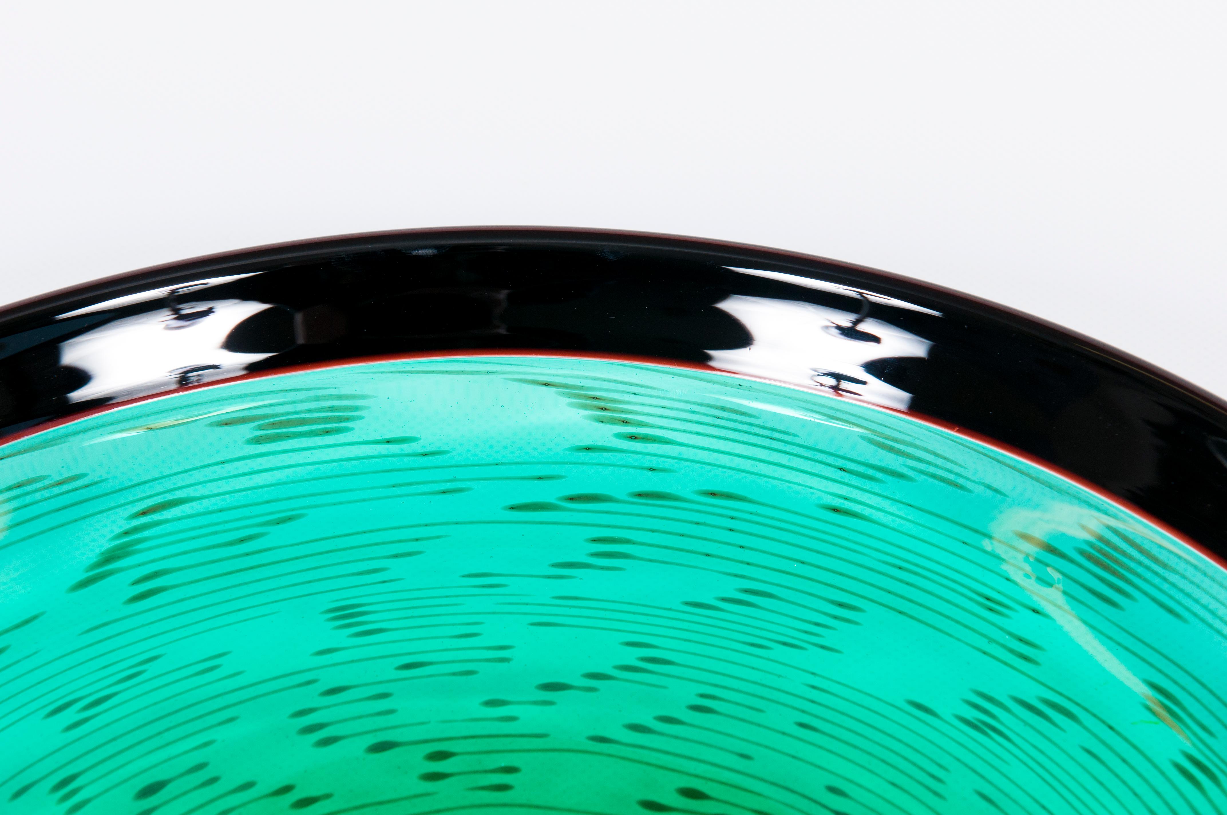 Italienisches Murano-Glas, grüner Tafelaufsatz, von Cenedese, 1970er Jahre (Ende des 20. Jahrhunderts) im Angebot