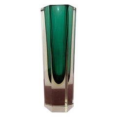 Italian Murano Glass Green Vase, 1960s