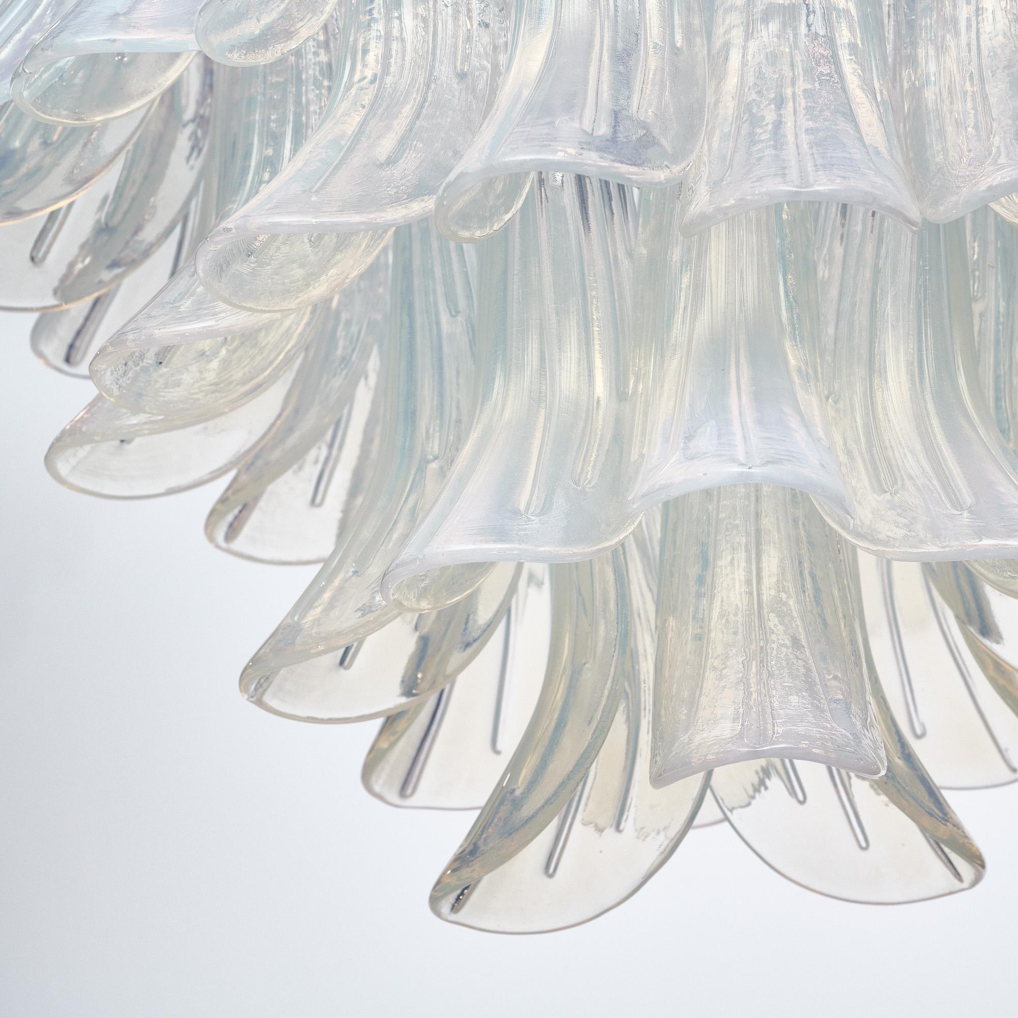 Italian Murano Glass Iridescent Leaves Chandelier In New Condition In Austin, TX