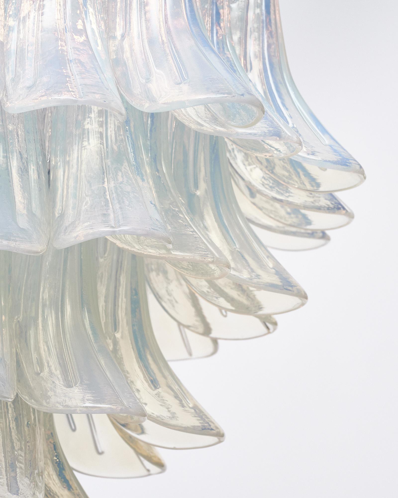 Contemporary Italian Murano Glass Iridescent Leaves Chandelier