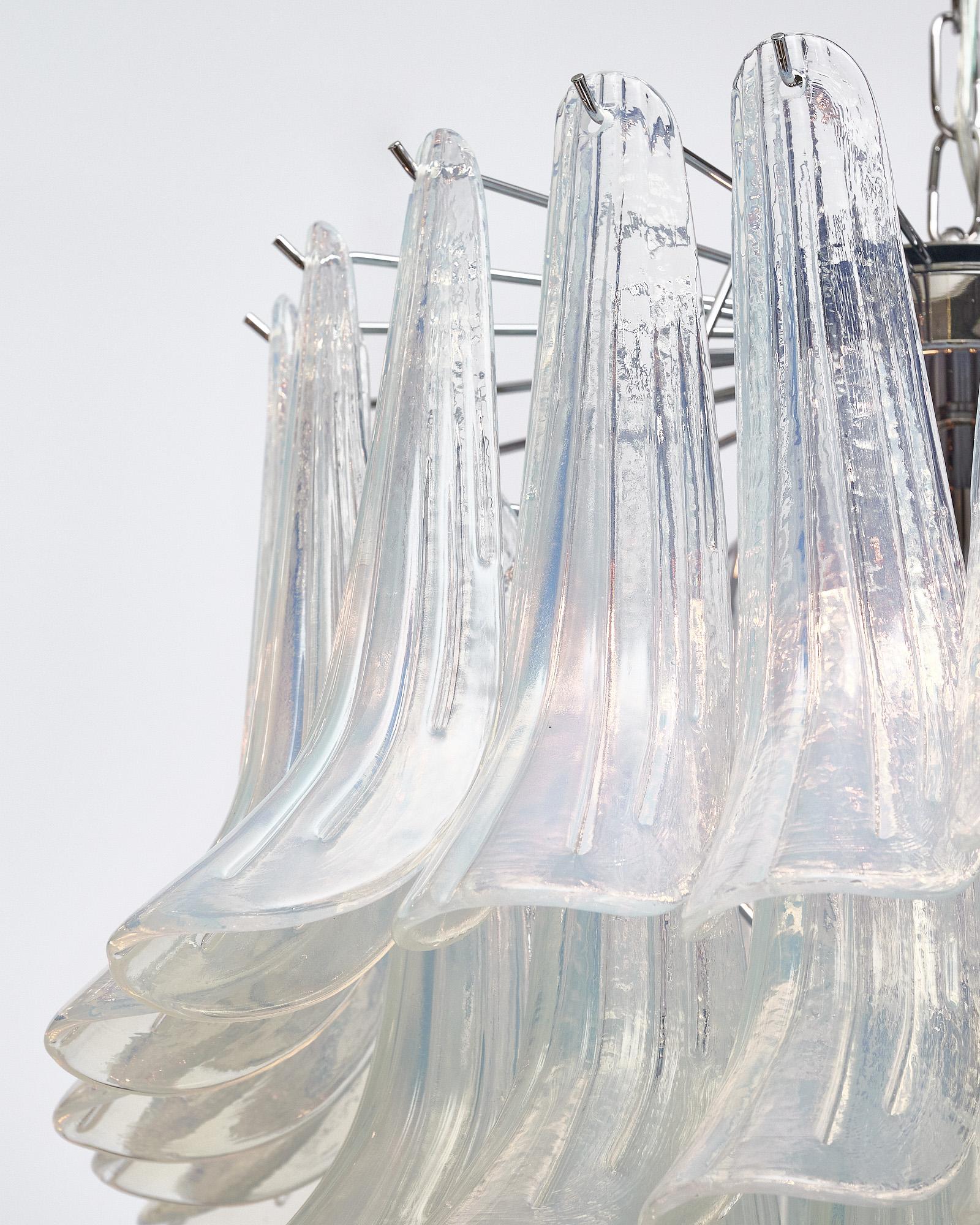 Italian Murano Glass Iridescent Leaves Chandelier 2
