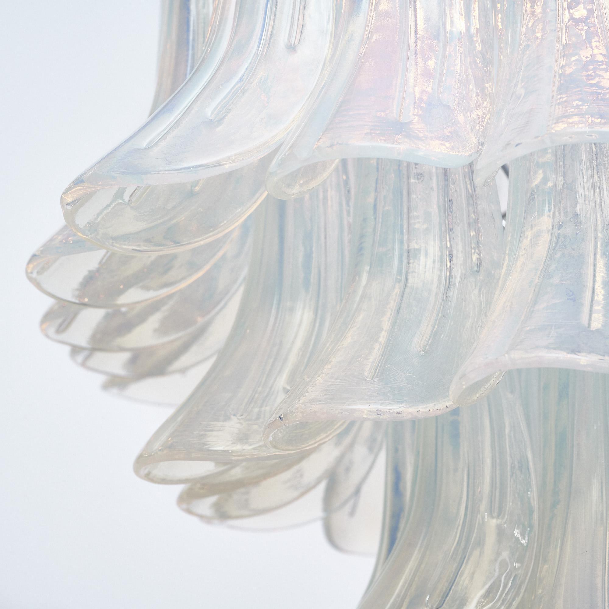 Italian Murano Glass Iridescent Leaves Chandelier 3