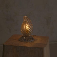 Italian Murano Glass Leaf Table Lamp Attributed to Barovier & Toso, 1940s