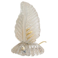 Italian Murano Glass Leaf Table Lamp Attributed to Barovier & Toso, 1940s