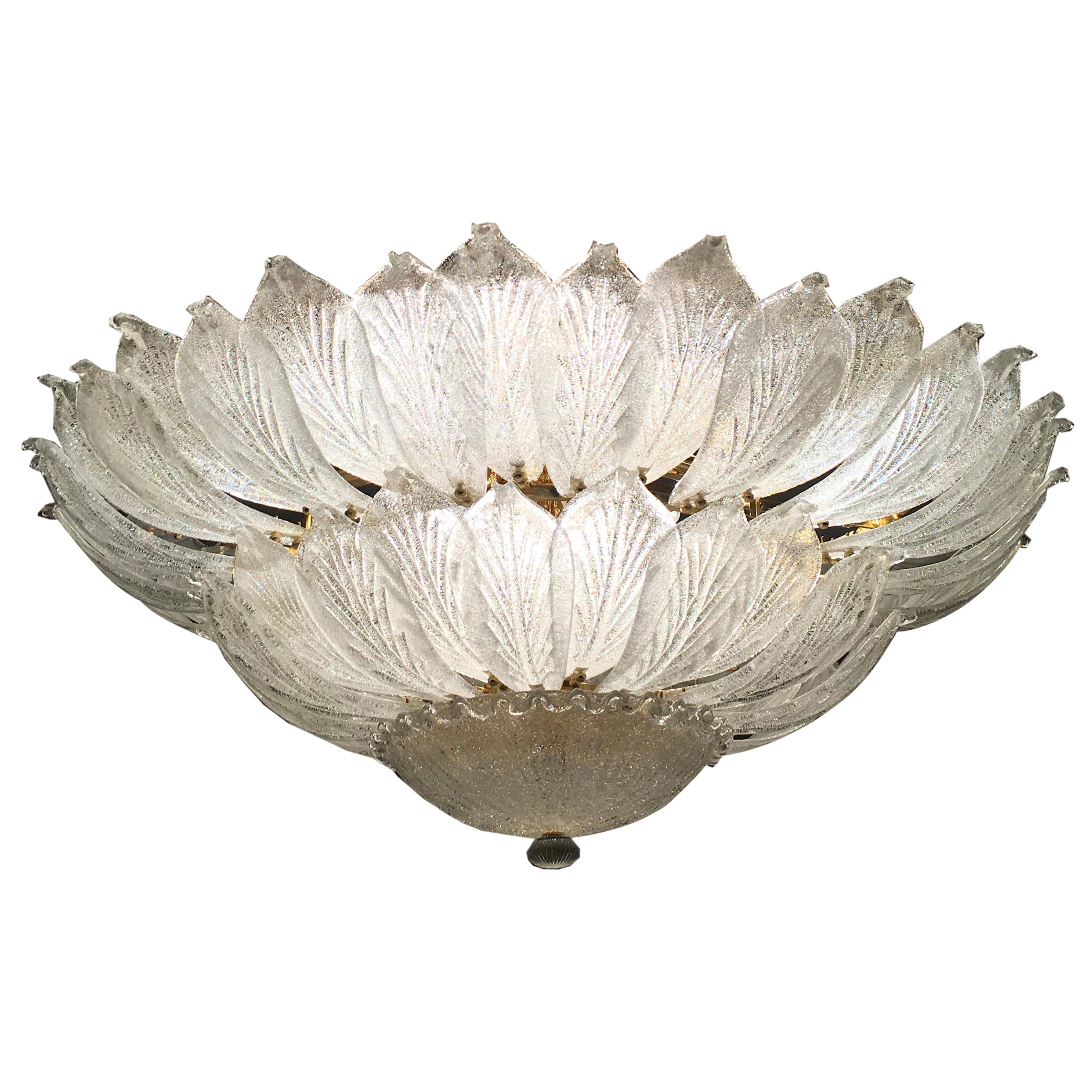 Italian Murano Glass Leave Flush Mount Chandelier