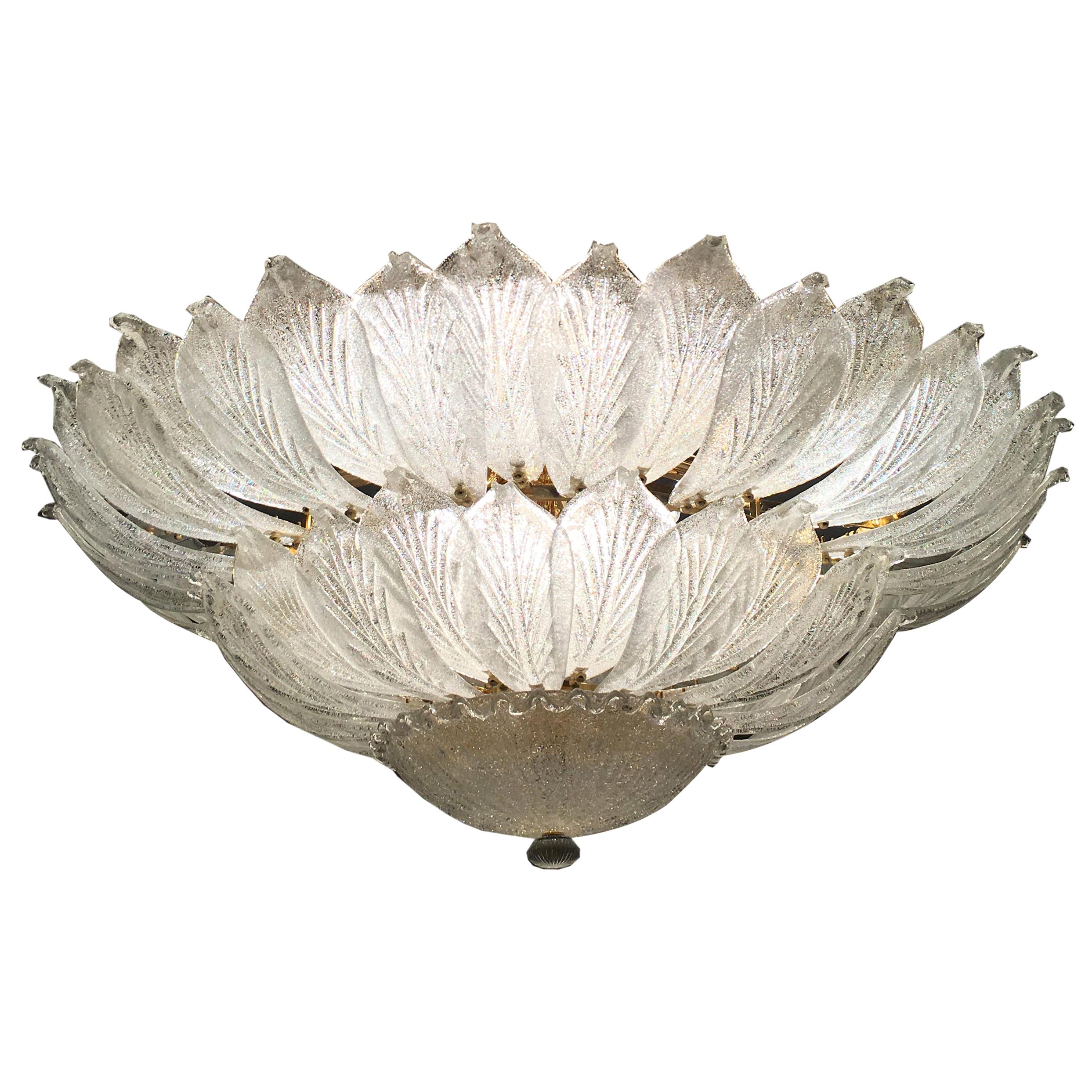 Lustre à encastrer en verre de Murano italien "Leave Flush Mount".
