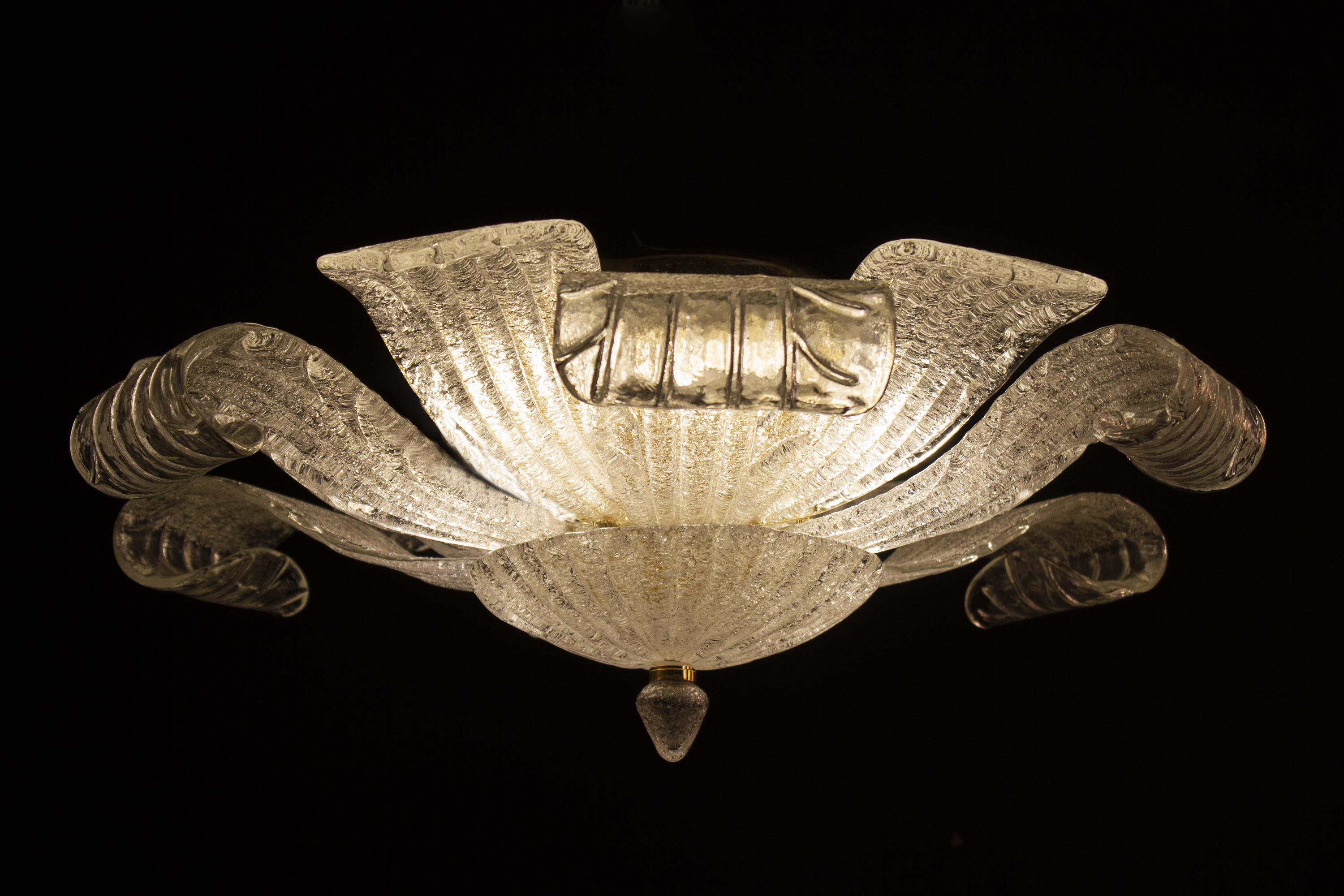 Lampada da incasso o da soffitto in vetro di Murano italiano Leave in vendita 5