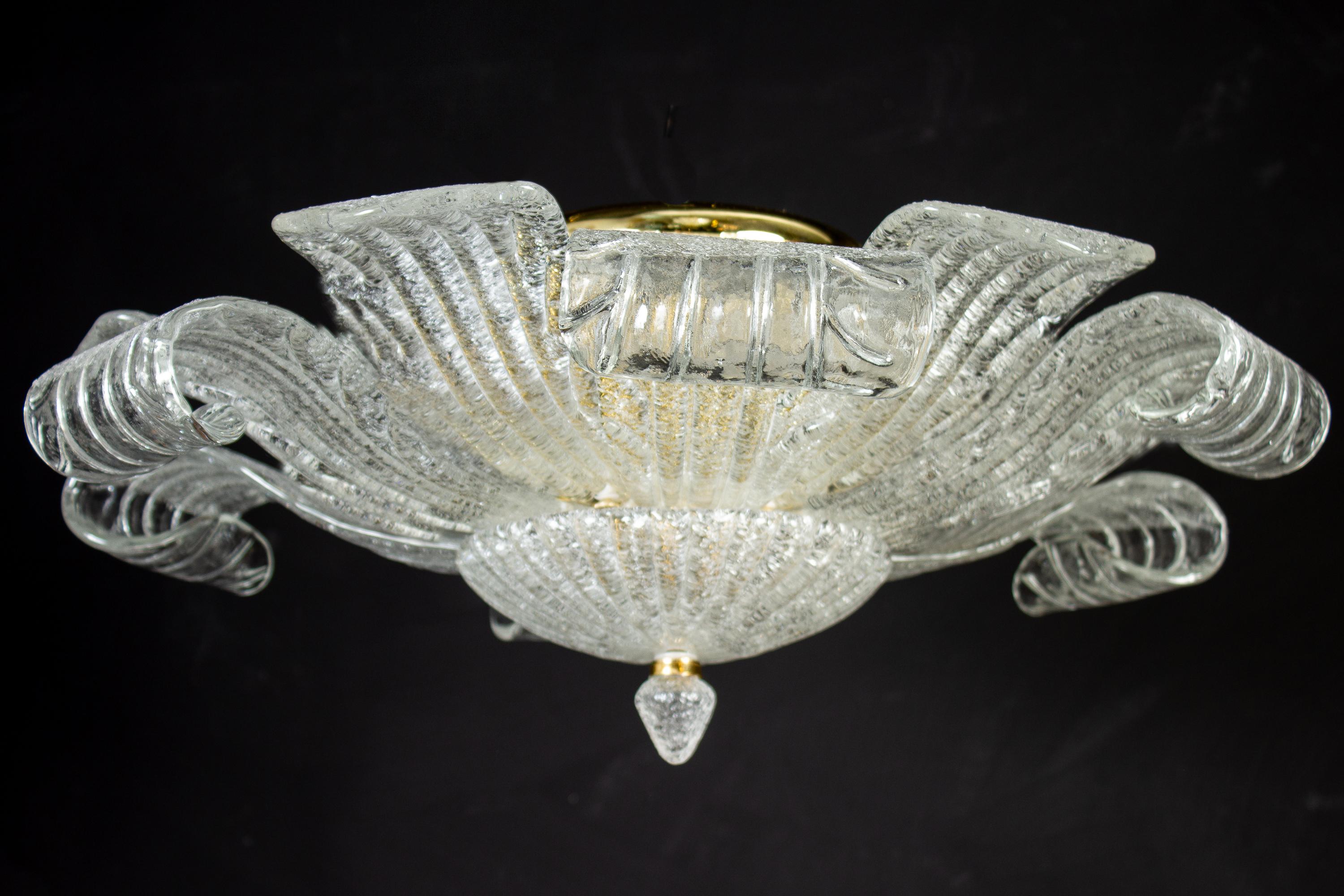 Lampada da incasso o da soffitto in vetro di Murano italiano Leave in vendita 6