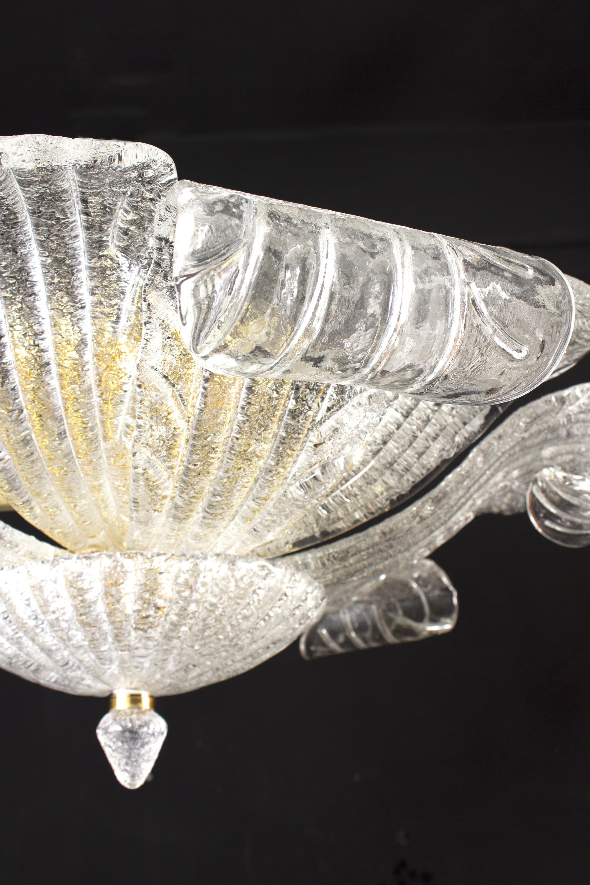 Lampada da incasso o da soffitto in vetro di Murano italiano Leave in vendita 8