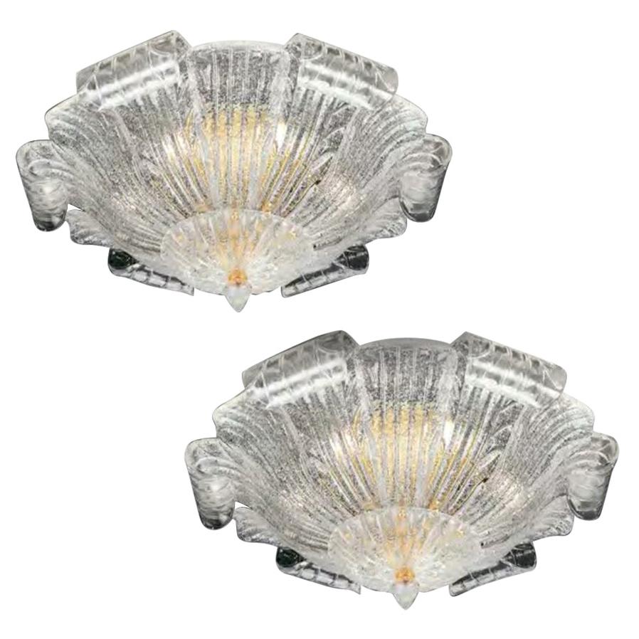 Lampada da incasso o da soffitto in vetro di Murano italiano Leave in vendita 2