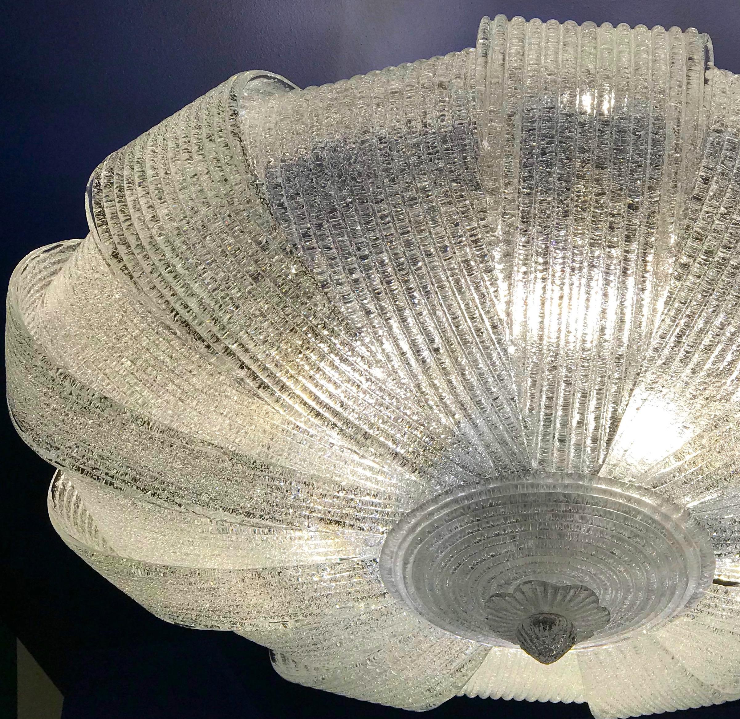 Italian Murano Glass Leaves Modern Flush Mount or Ceiling Light 1