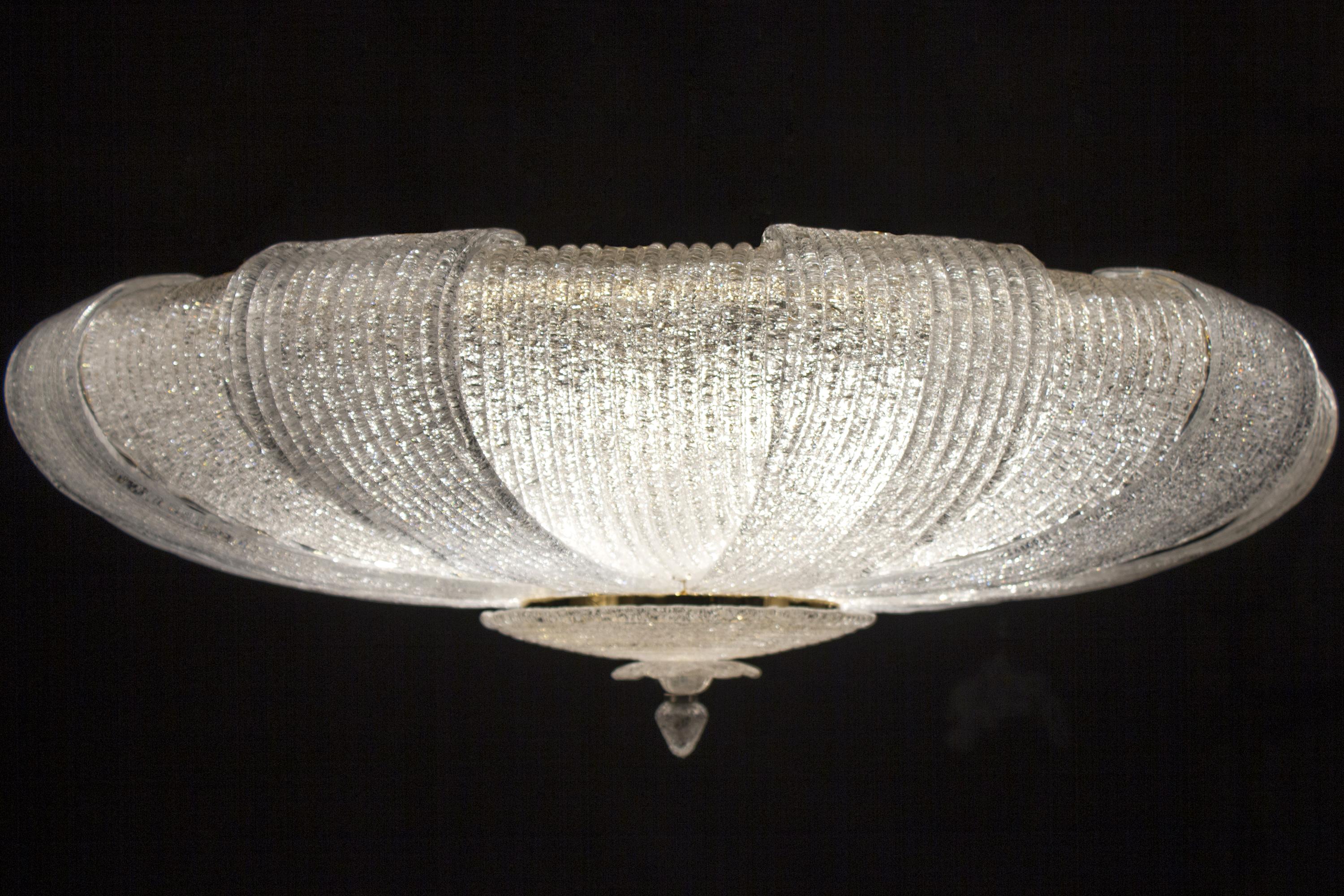 Verre d'art Lampe encastrée ou plafonnier moderne en feuilles de verre de Murano italienne en vente