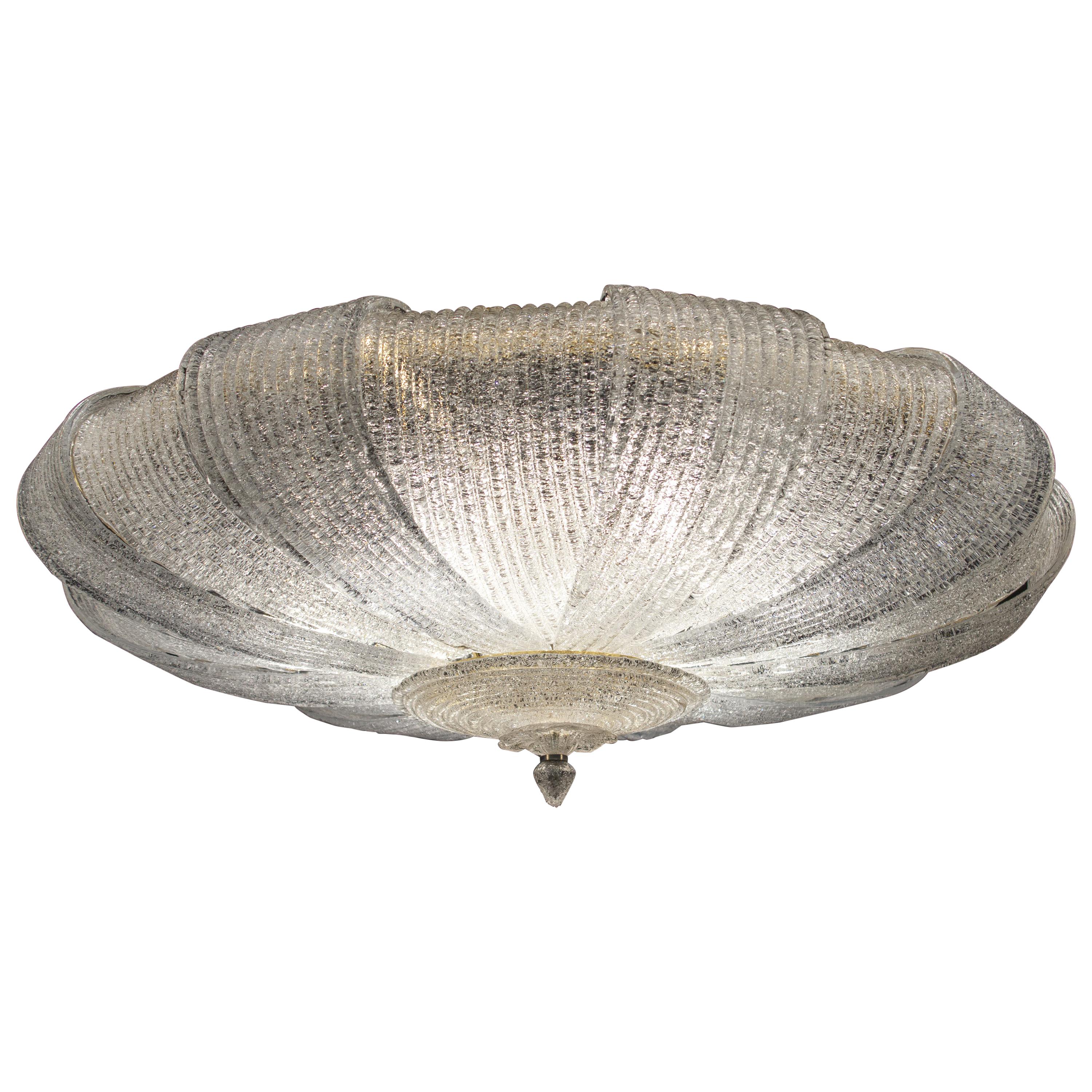 Italian Murano Glass Leaves Modern Flushmount or Ceiling Light