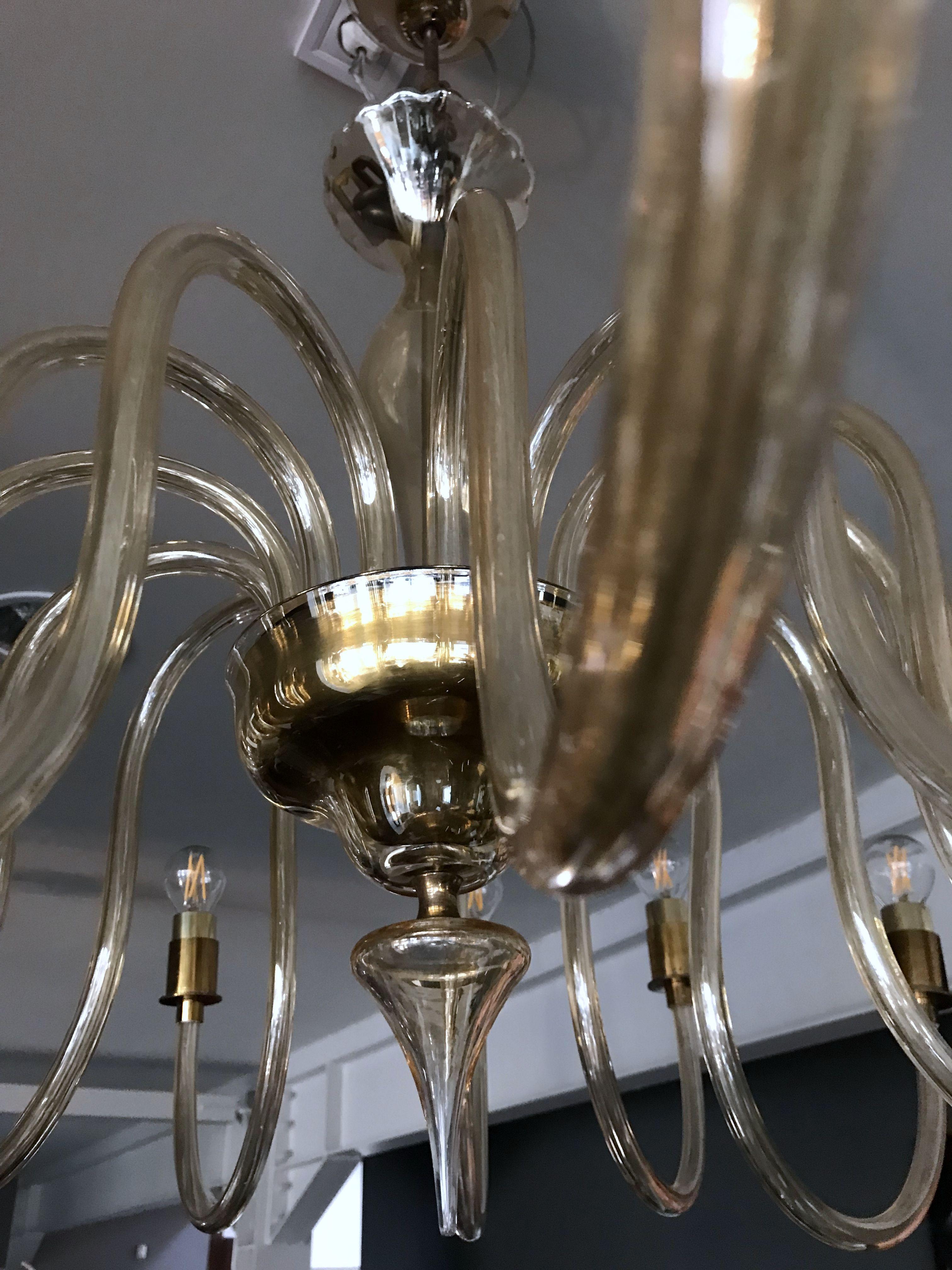 Italian Murano Glass Midcentury Chandelier, 1970 In Good Condition For Sale In Budapest, Budapest