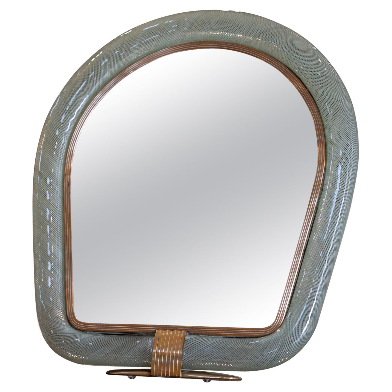 Italian Murano Glass Mirror by Carlo Scarpa for Venini, circa 1950s. Marked For Sale