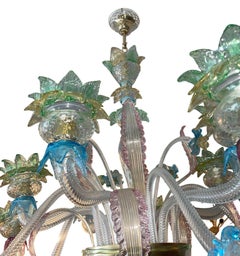Italian Murano Glass Multi-Color Floral Chandelier