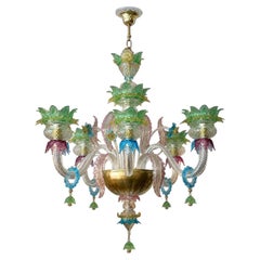 Italian Murano Glass Multi-Color Floral Chandelier