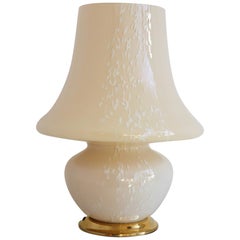 Italian Murano Glass Mushroom Table Lamp in Yellow Amber Glass, 1970s