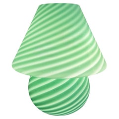 Italian Murano Glass Mushroom Table Lamp with Green Swirl Pattern, 1970s