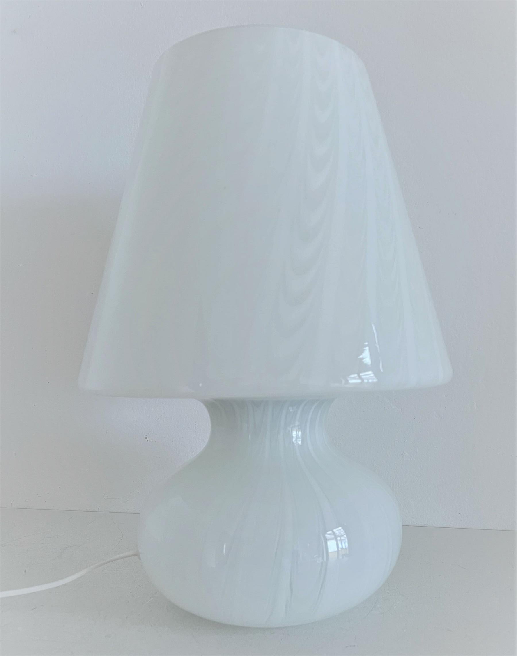 Italian Large Murano Glass Mushroom Table Lamp with Swirl Art Glass, 1970s For Sale 3