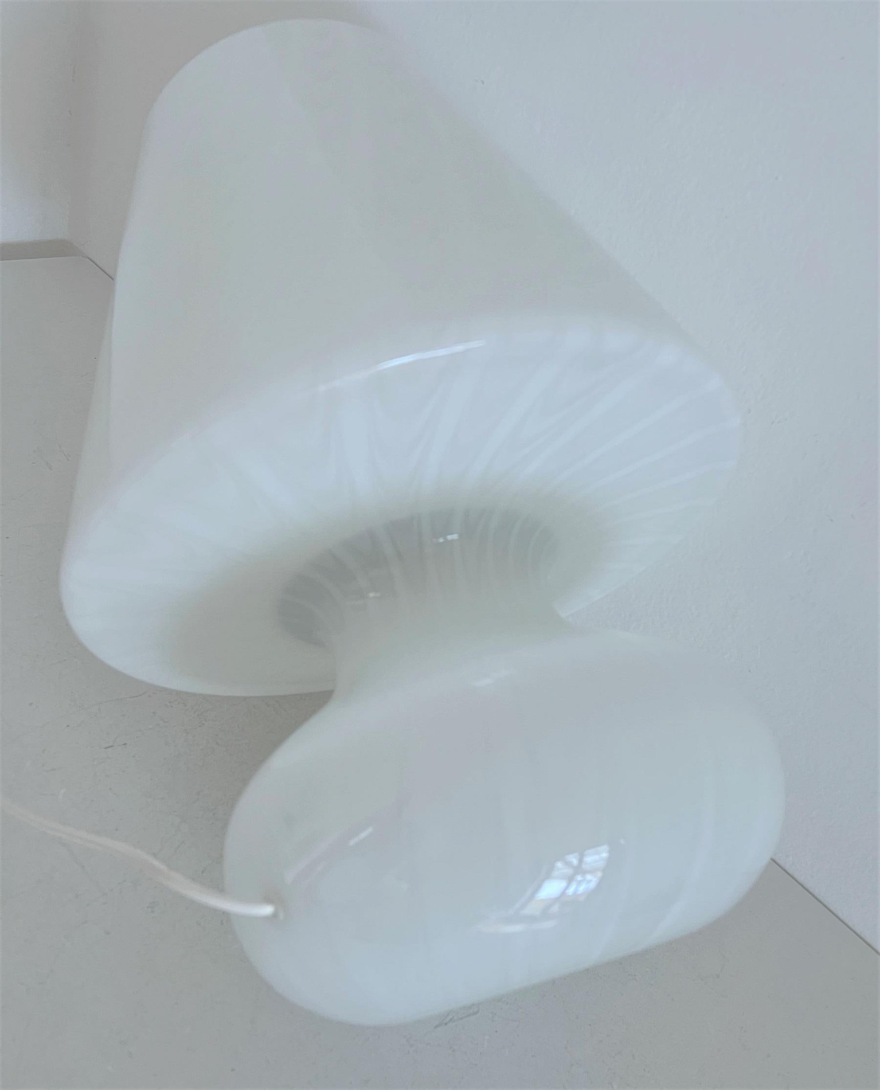 Italian Large Murano Glass Mushroom Table Lamp with Swirl Art Glass, 1970s For Sale 5