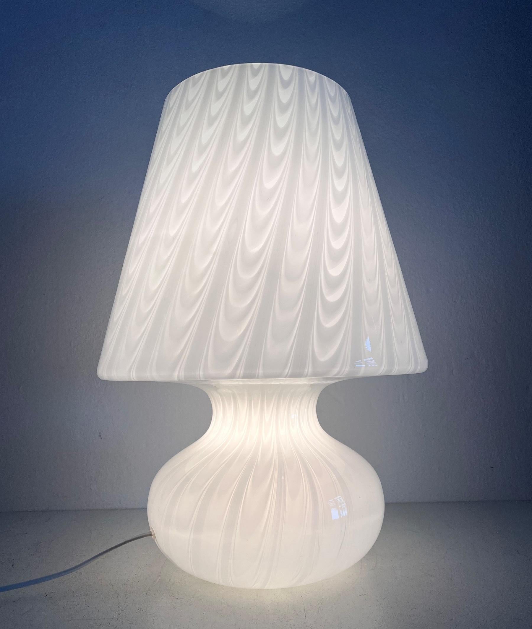 Italian Large Murano Glass Mushroom Table Lamp with Swirl Art Glass, 1970s For Sale 2
