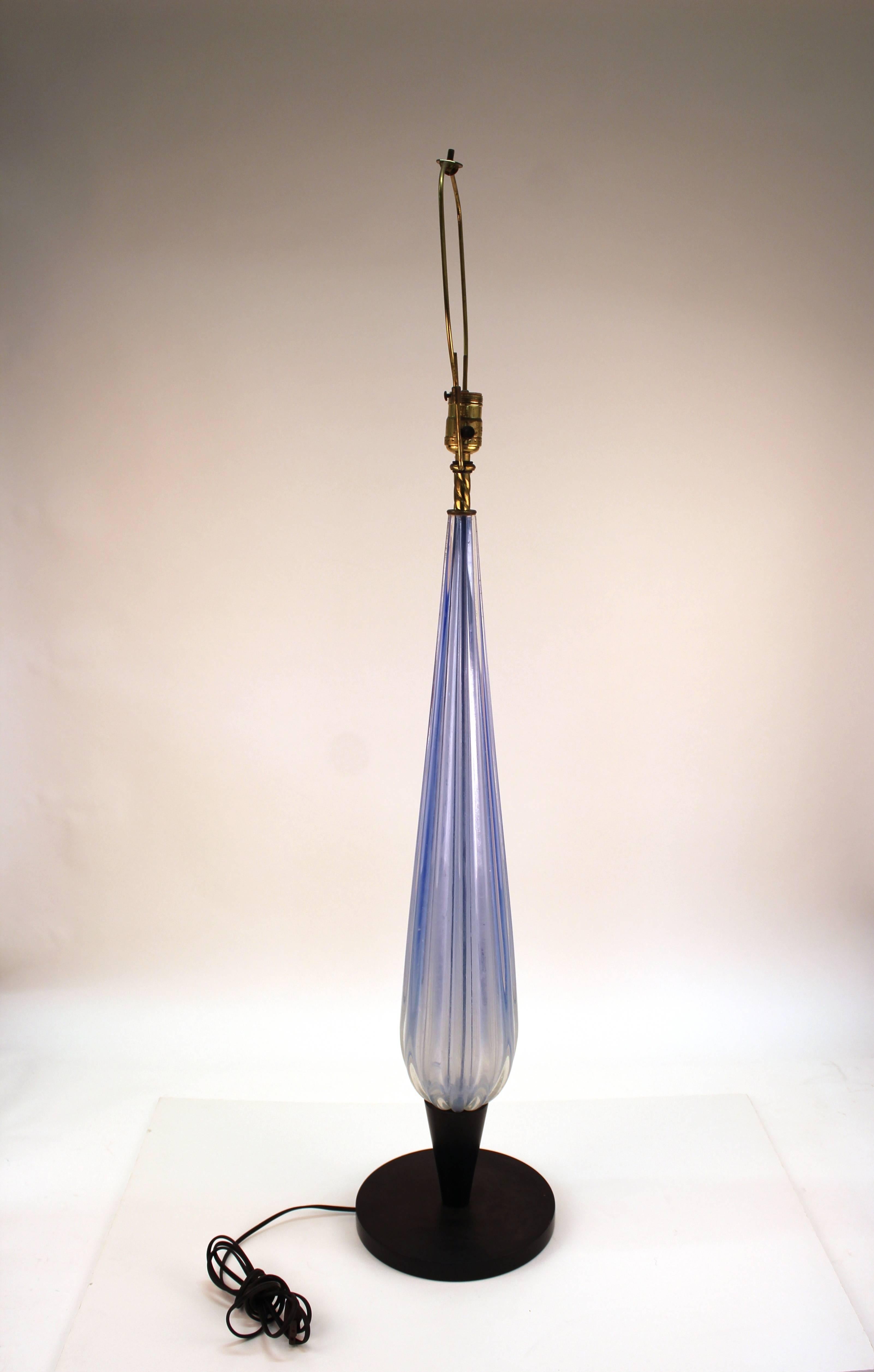 Italian Murano Glass Pale Blue Table Lamp In Good Condition In New York, NY
