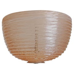 Italian Murano Glass Peach Colored Flushmount Ceiling Lamp, 1930s