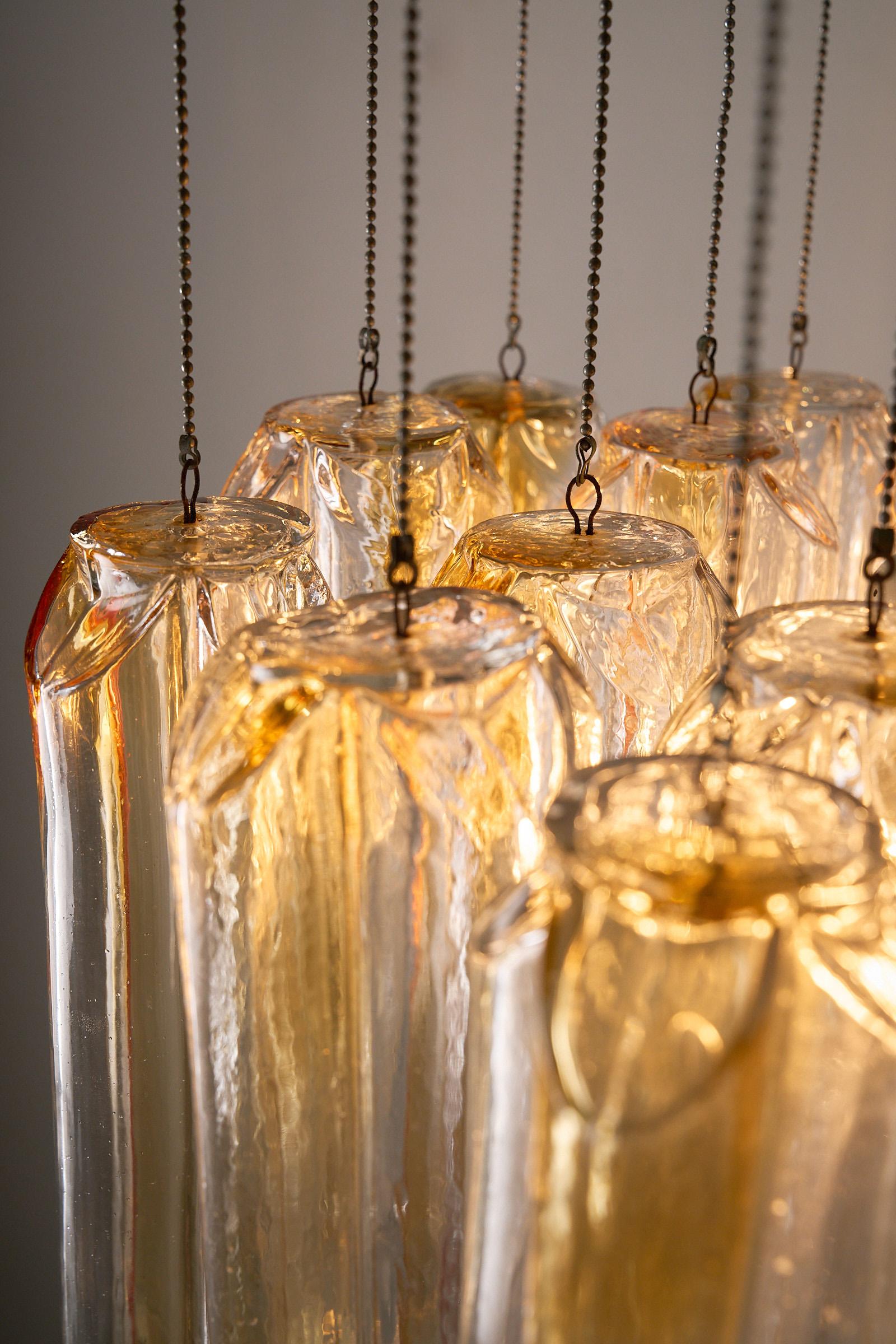 Mid-Century Modern Pendentif italien en verre de Murano par VeArt, Prismes Quadrifoglio, 1970 en vente