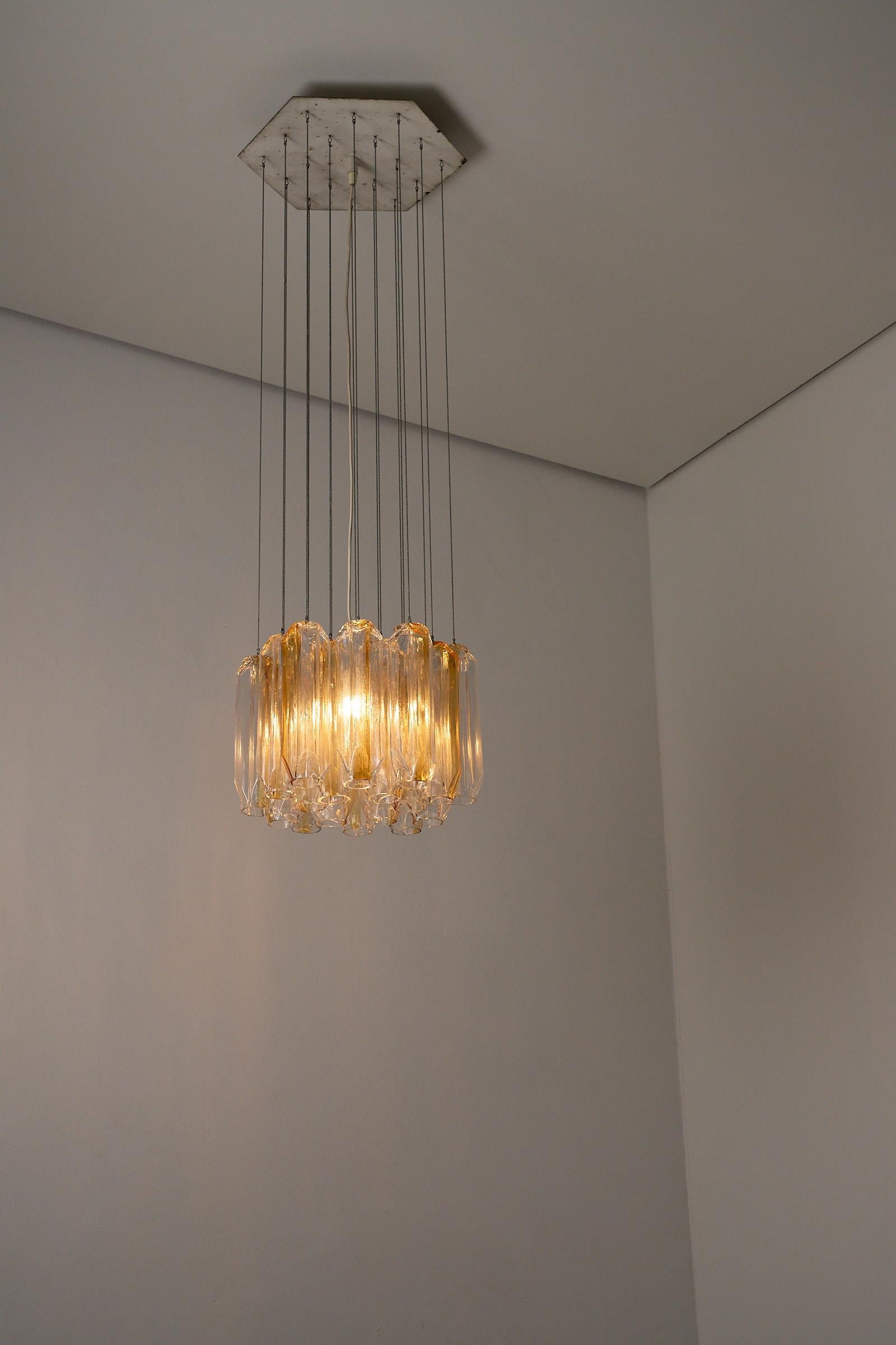 Fin du 20e siècle Pendentif italien en verre de Murano par VeArt, Prismes Quadrifoglio, 1970 en vente