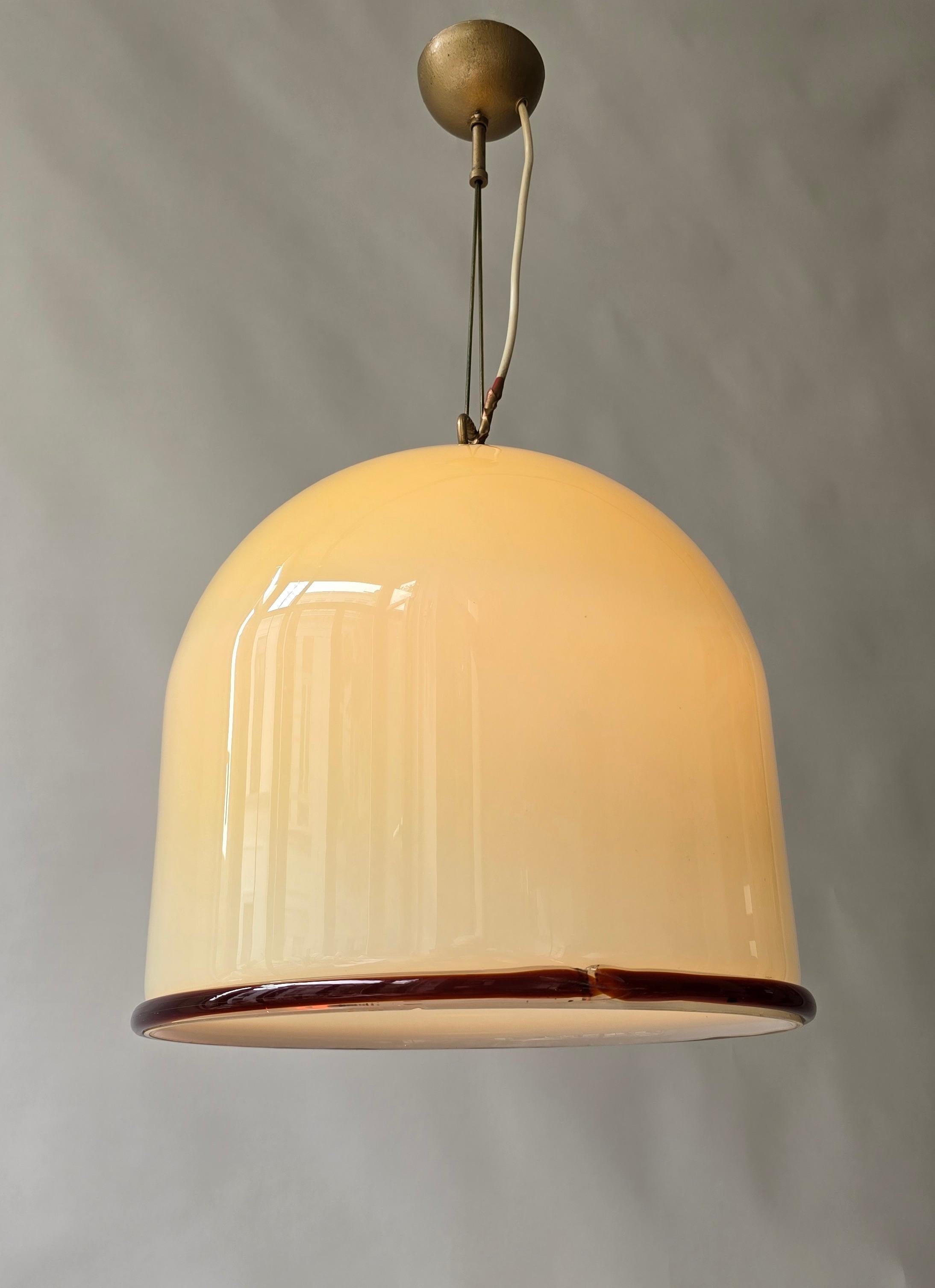 Ottone Lampada a sospensione in vetro di Murano in vendita