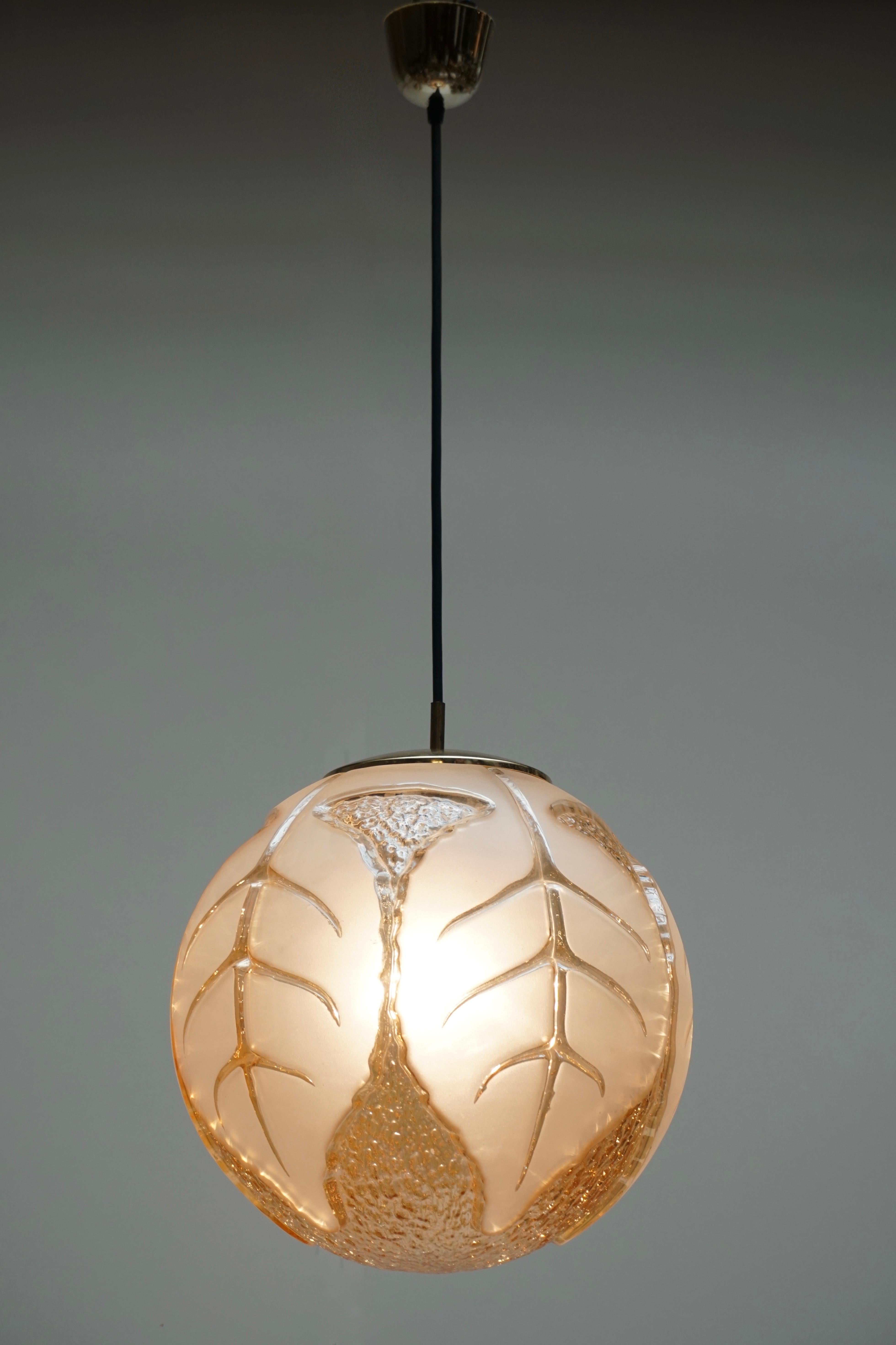 Brass Italian Murano Glass Pendant Light For Sale