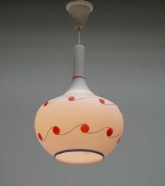 Italian Murano Glass Pendant Light with Red and Blue Decoration