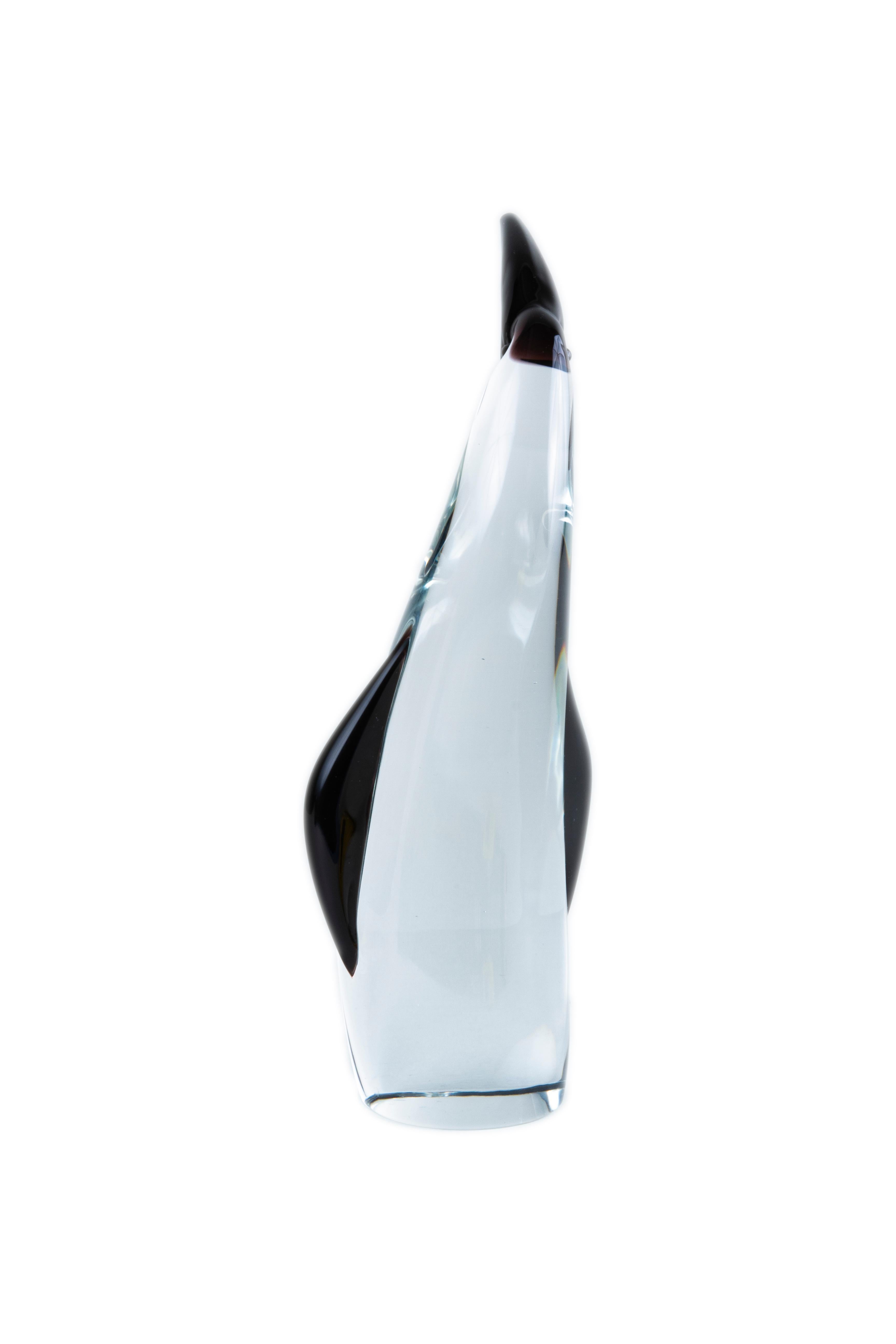 Hand-Crafted Italian Murano Glass Penguin For Sale