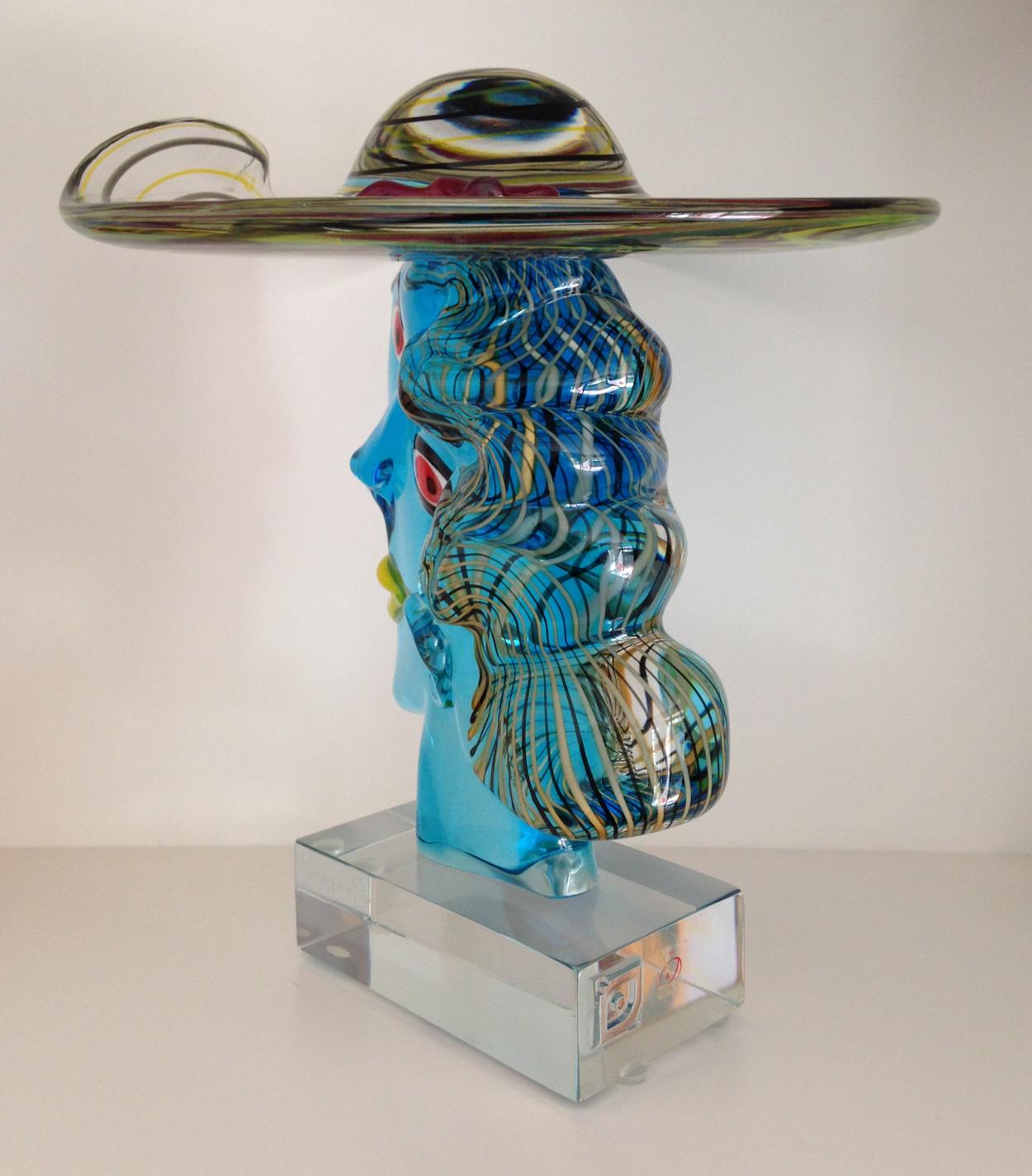 Murano glass Picasso inspired sculpture - ??'Omaggio a Picasso', created by Glass Master Walter Furlan. In vivid shades of blue, red, yellow, black and clear glass.

Walter Furlan was born near Venice in 1931. At an early age he went to work in