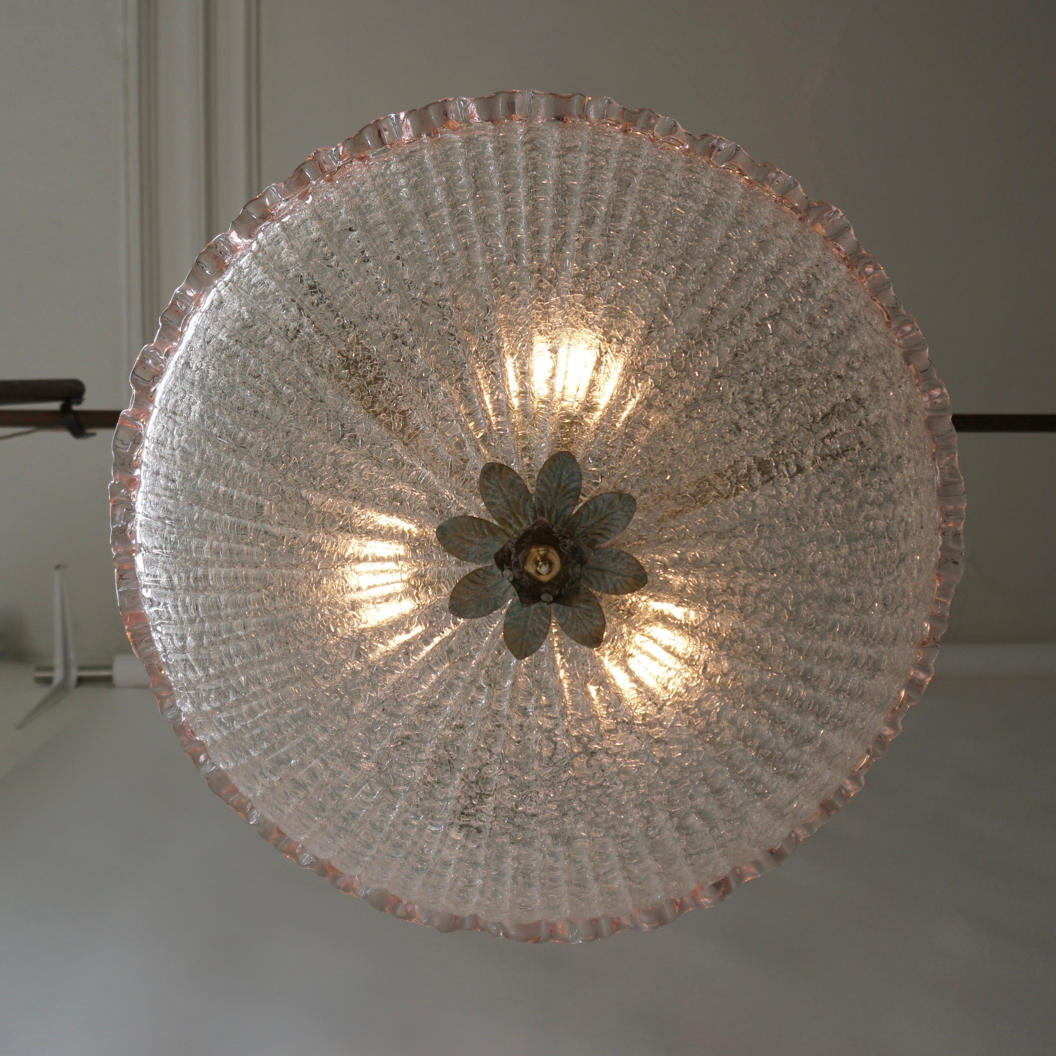 Italian Murano Glass Pink Flower Chandelier For Sale 3