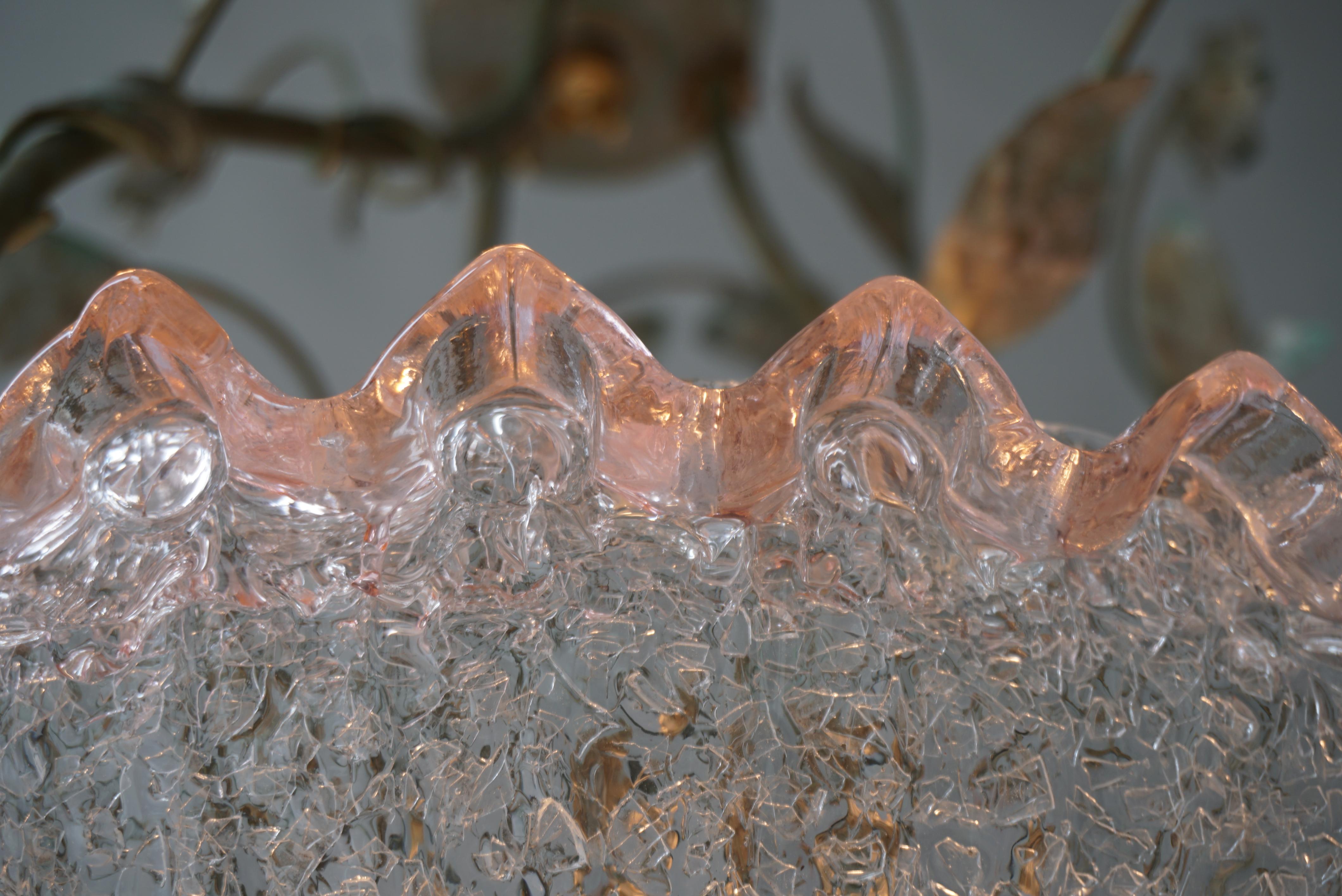 Italian Murano Glass Pink Flower Chandelier For Sale 6