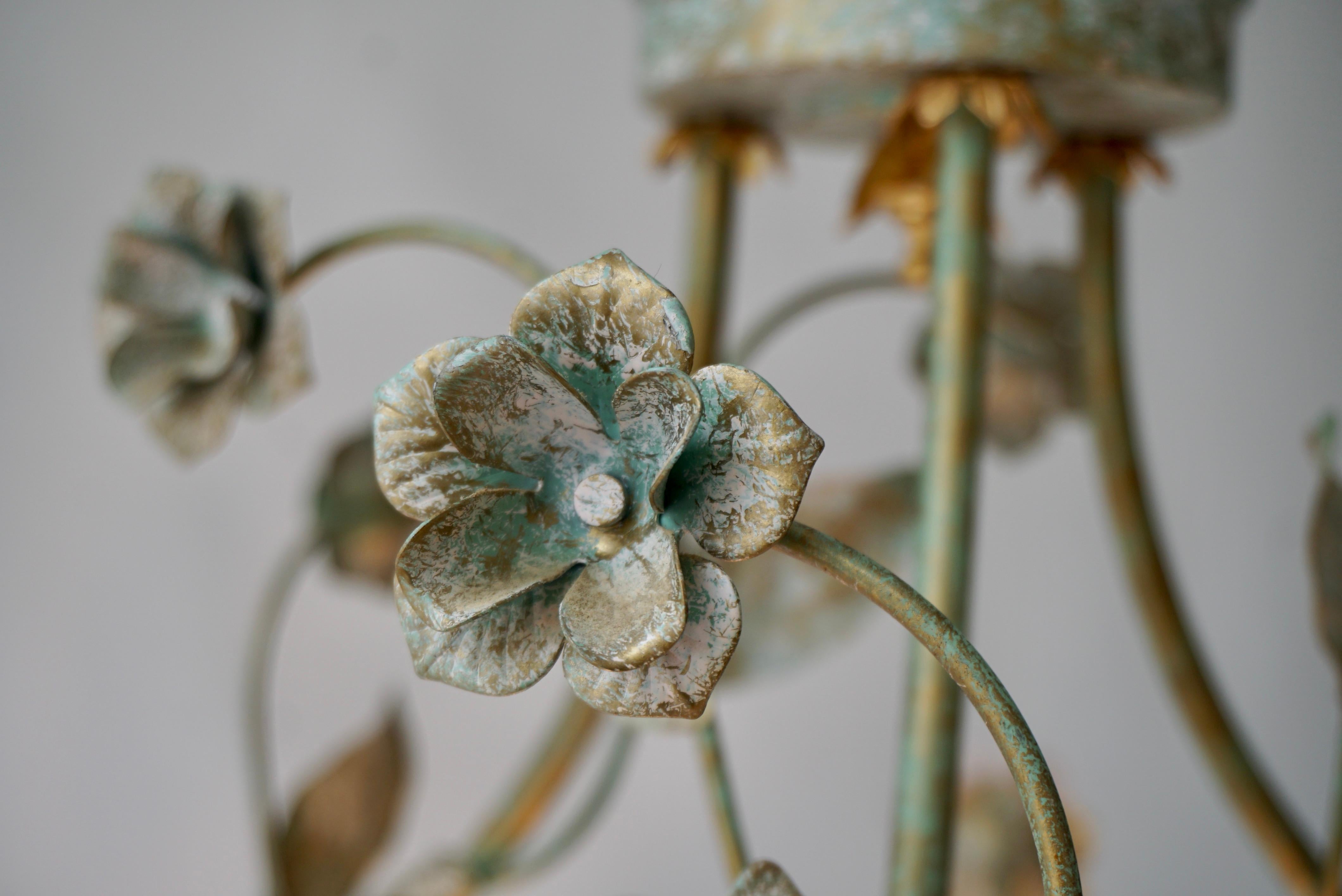Italian Murano Glass Pink Flower Chandelier For Sale 9