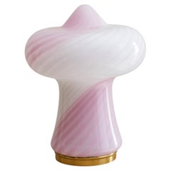 Italian Murano Glass Pink + White Swirl Table Lamp by Vetri, 1970s