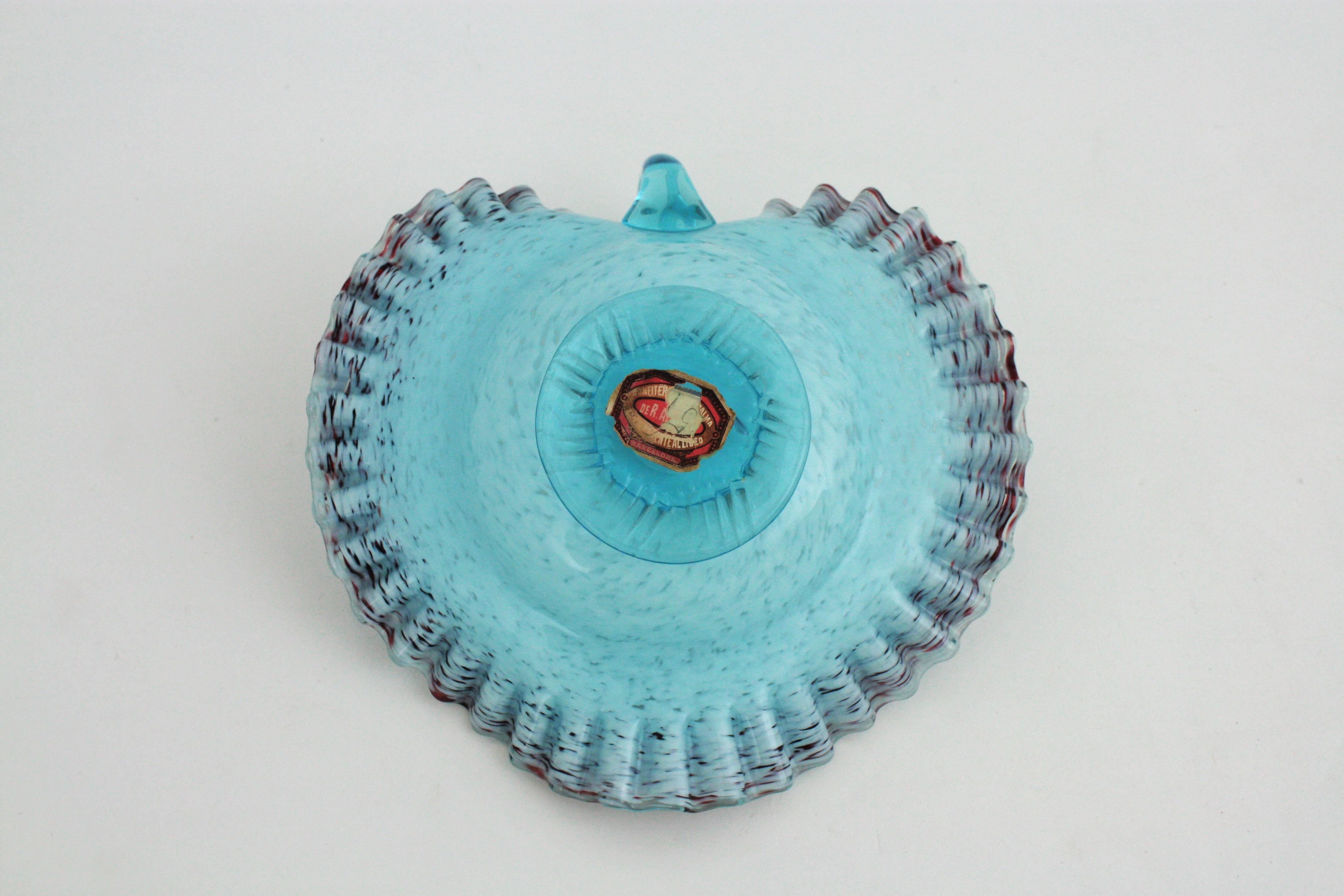 Murano Glass Footed Bowl with Ruffled Rim For Sale 7