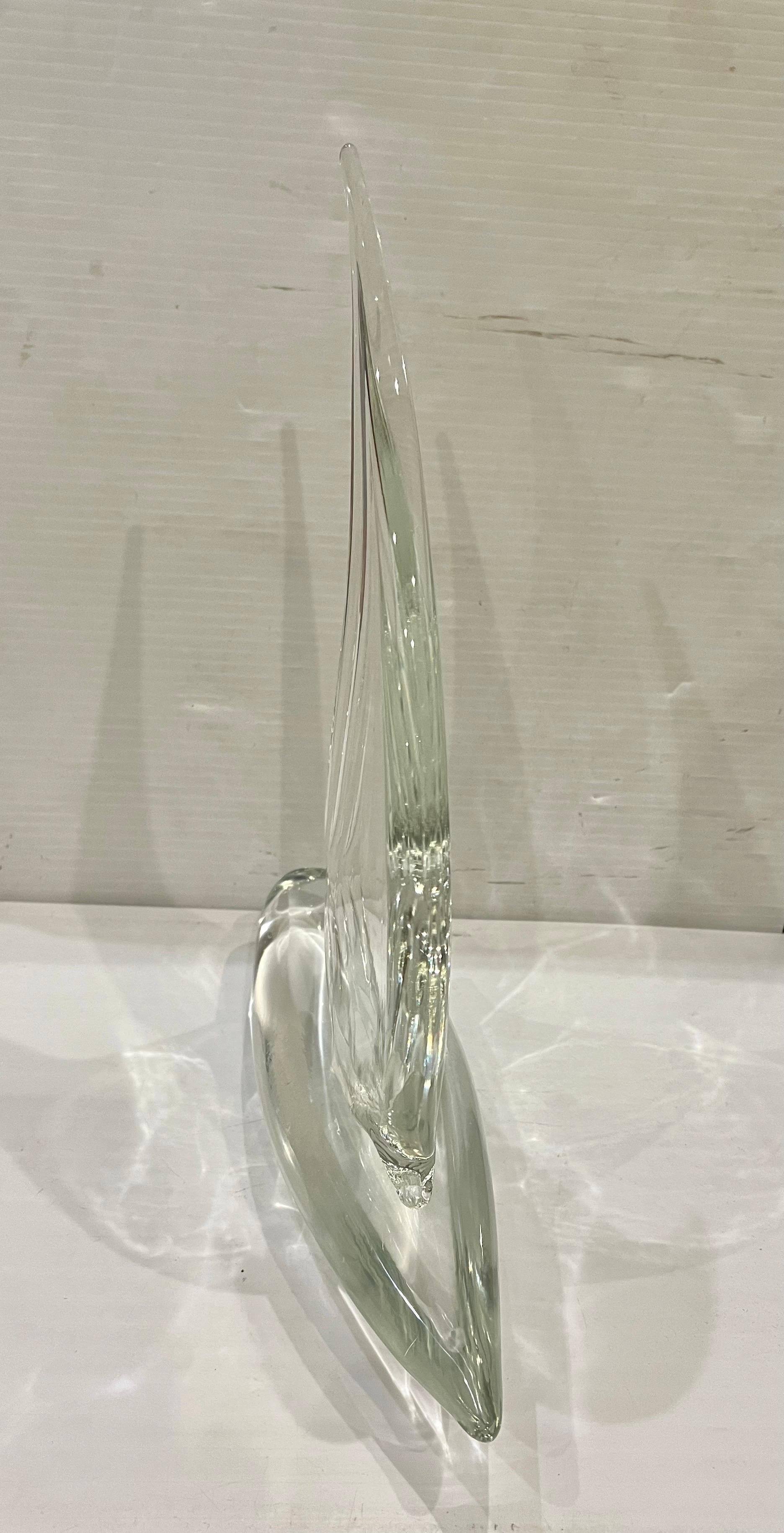 Blown Glass Italian Murano Glass Sailboat Sculpture Stylish & Beautiful For Sale